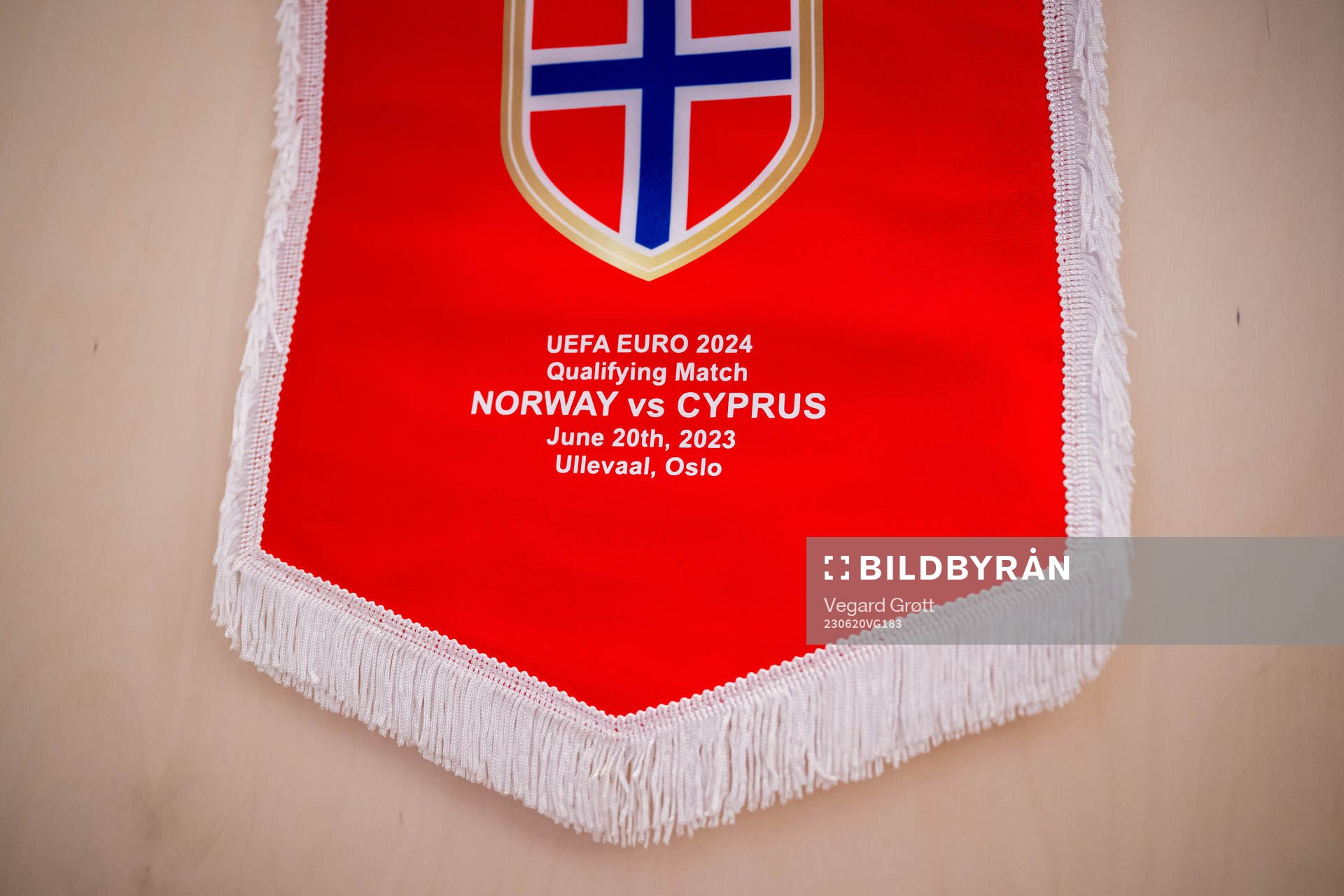 The pennant of Norway in the dressing room