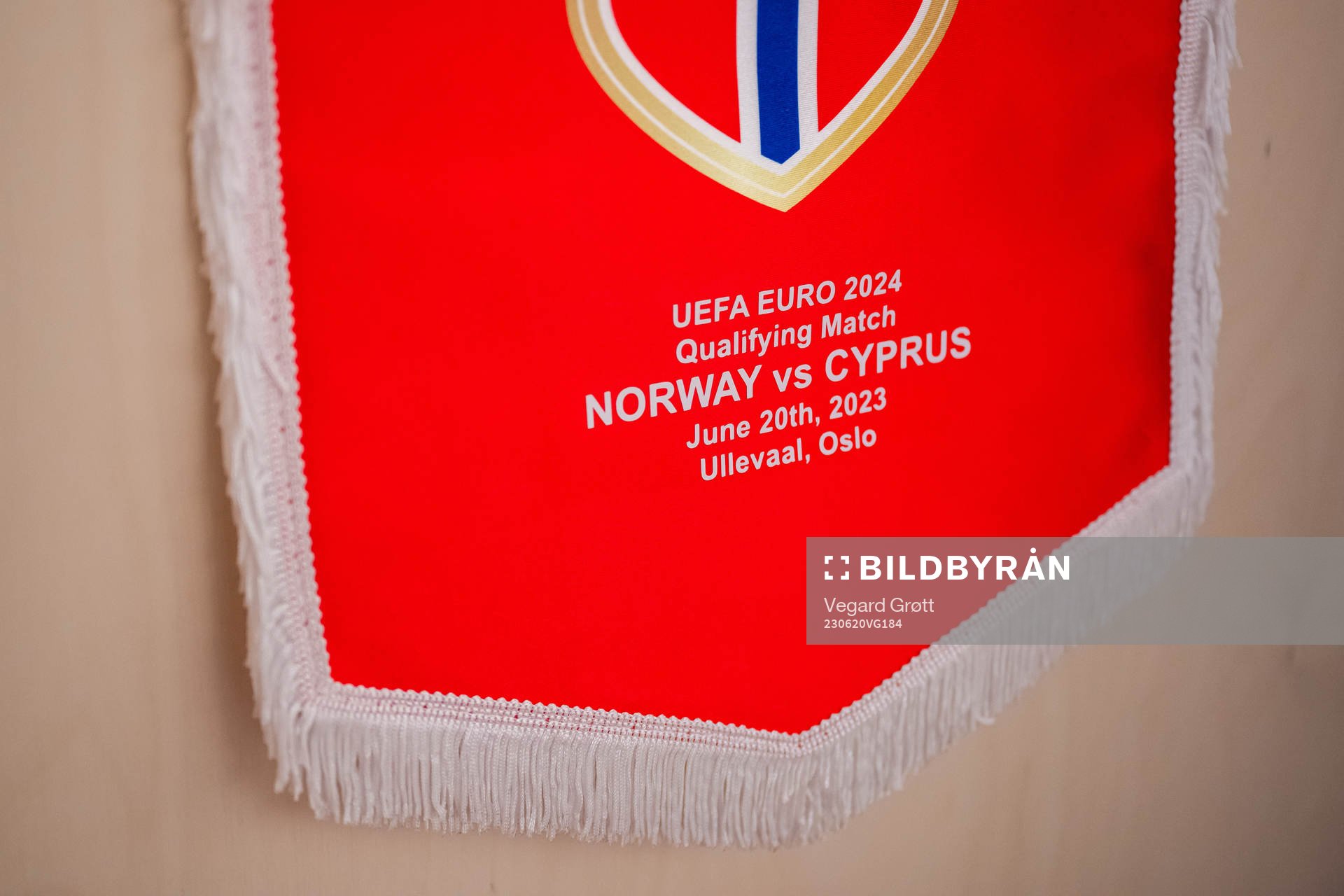 The pennant of Norway in the dressing room