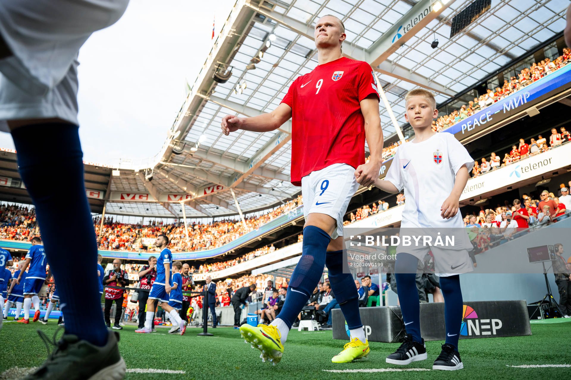 Erling Braut Haaland of Norway enters the pitch