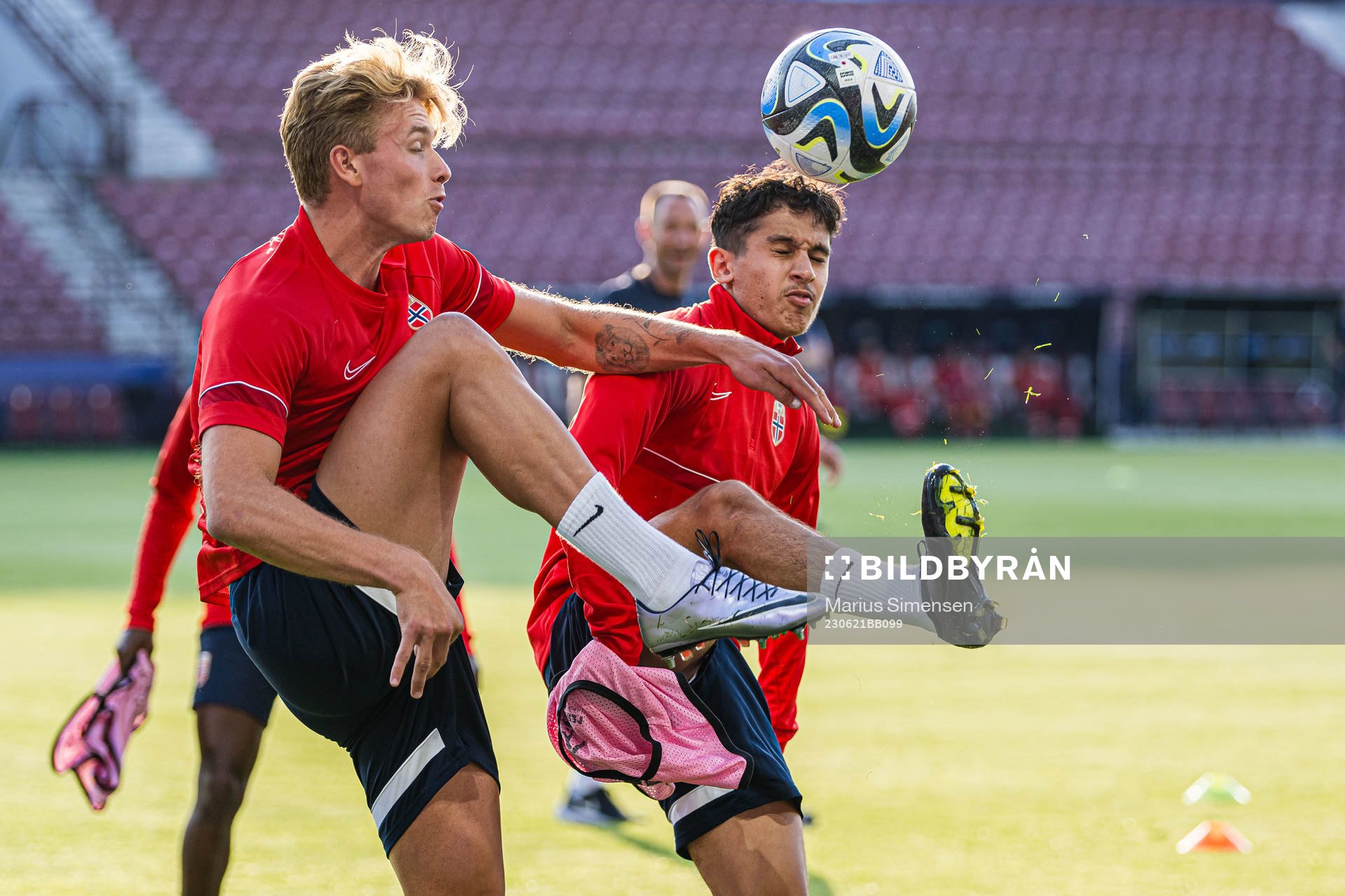Sebastian Sebulonsen and Osame Sahraoui of the Norwegian