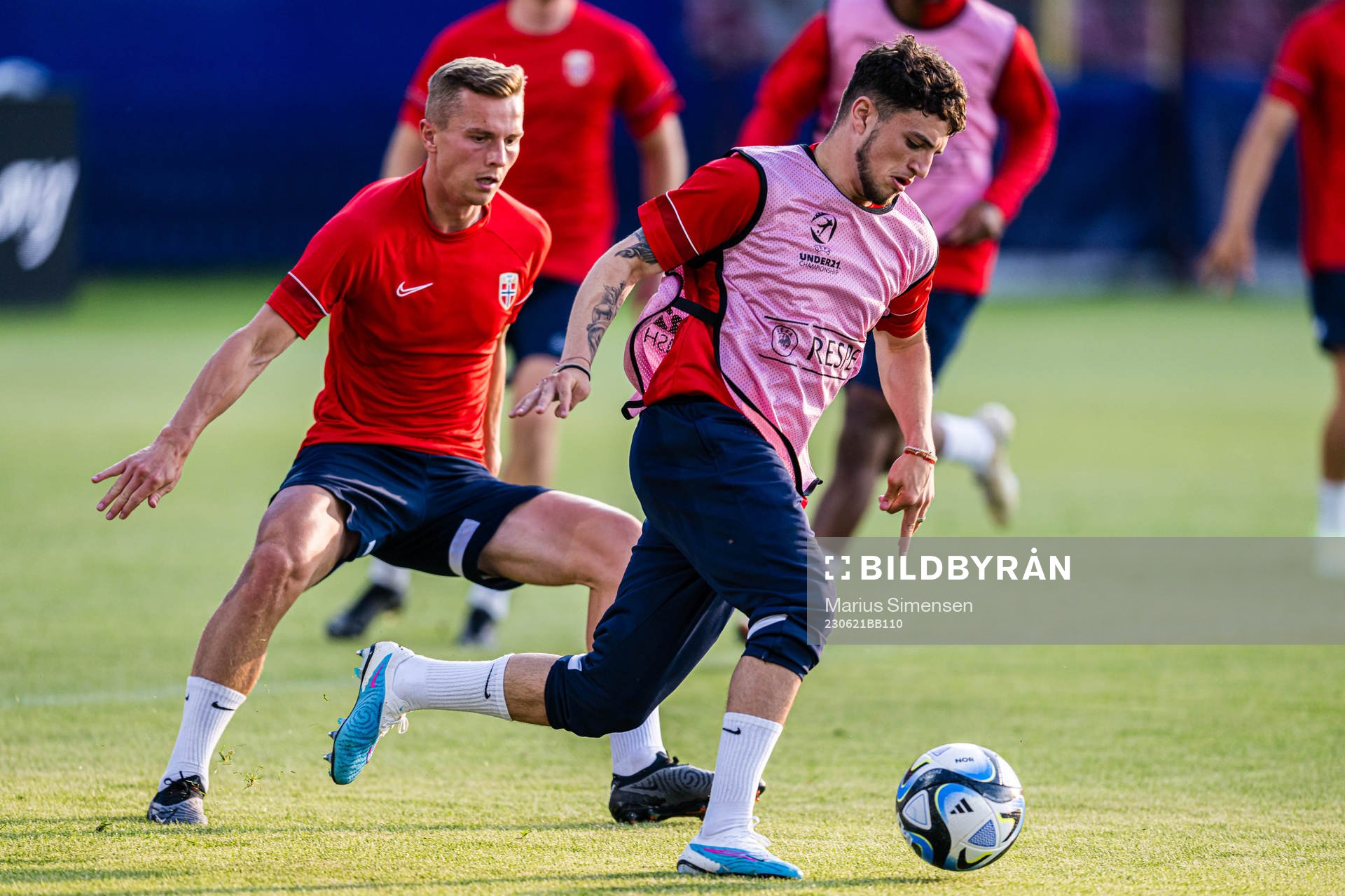 Johan Hove and Christos Zafeiris of the Norwegian under-21