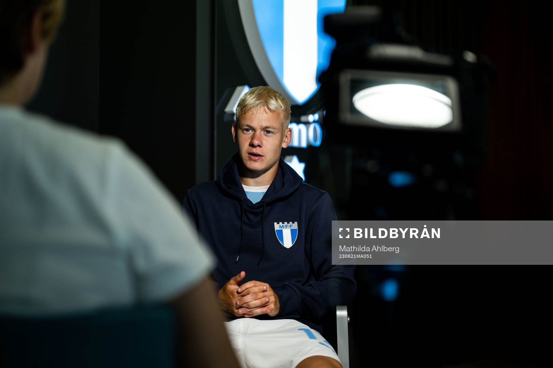 Otto Rosengren under en intervju med Malmö FF den 21 juni 2023 i Malmö. 