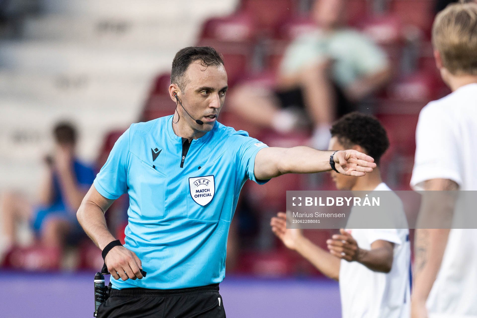 Referee Joao Pinheiro during the UEFA European Under-21 Championship group stage football match between Norway and Switzerland on June 22, 2023 in Cluj-Napoca.