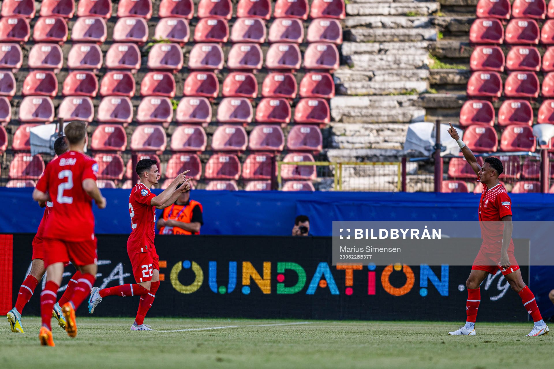 Dan Ndoye of Switzerland celebrates