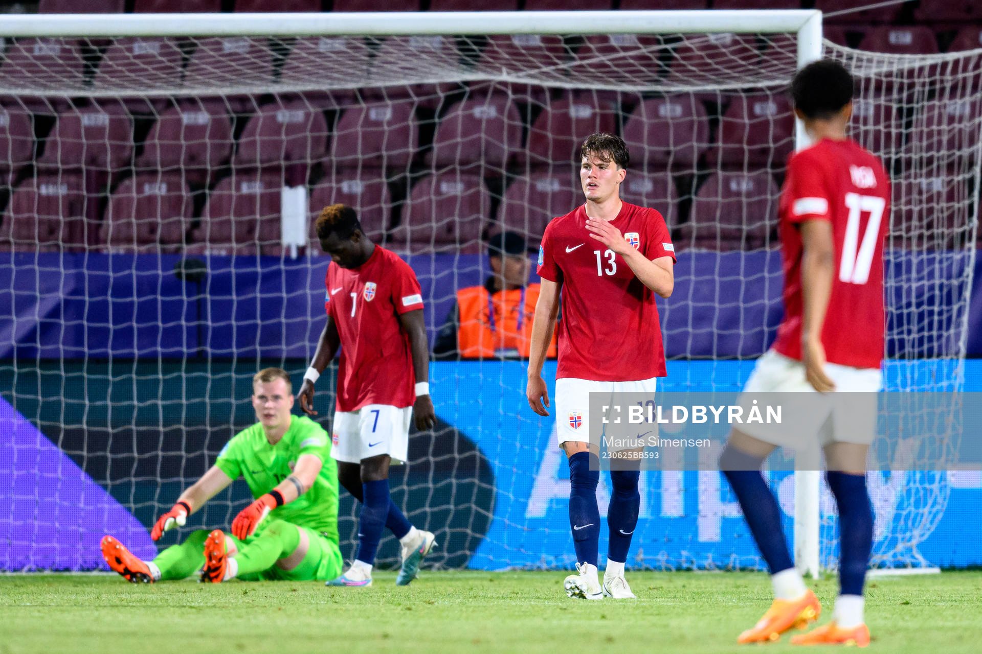 Leo Fuhr Hjelde of Norway looks dejected