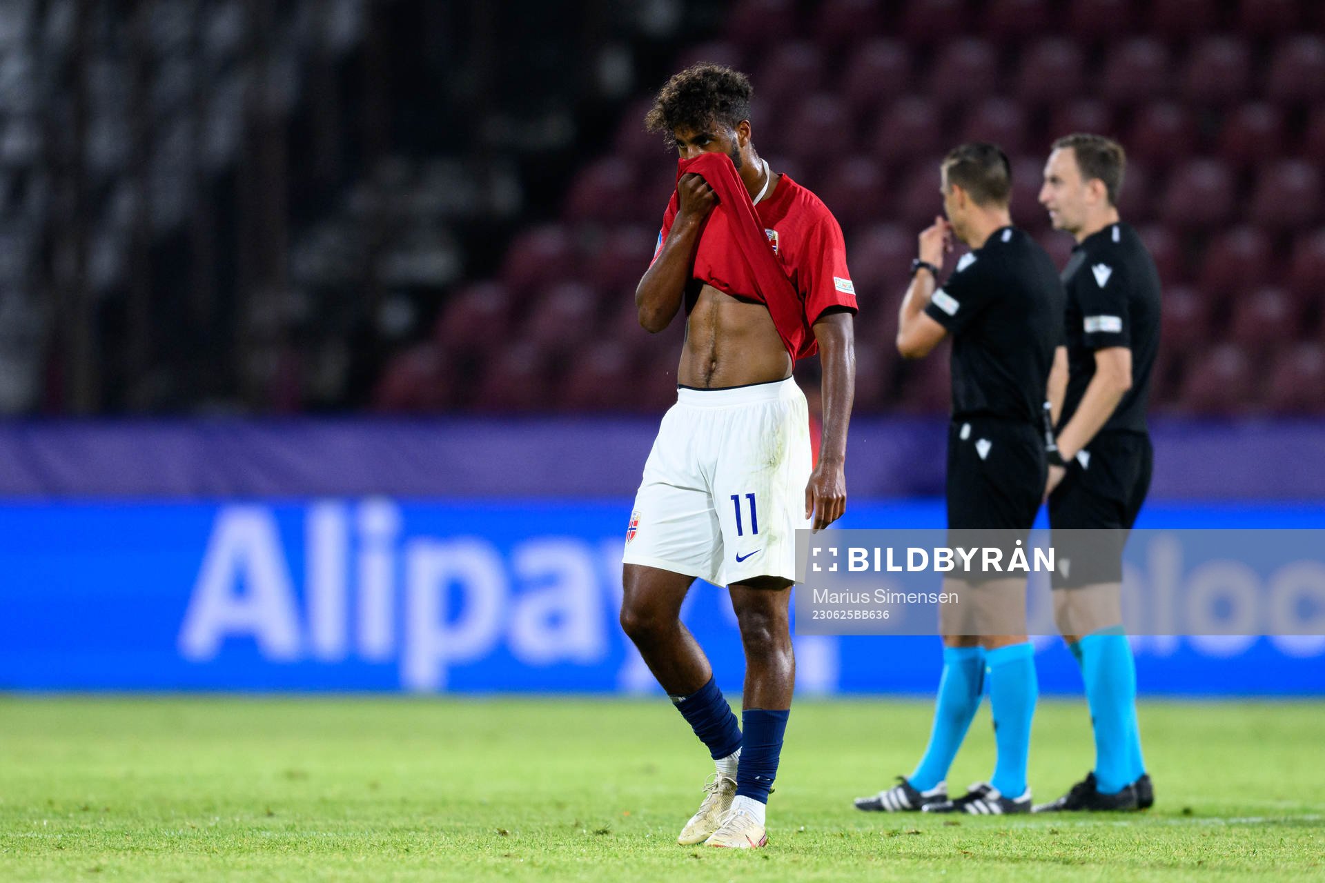 Emil Konradsen Ceide of Norway looks dejected
