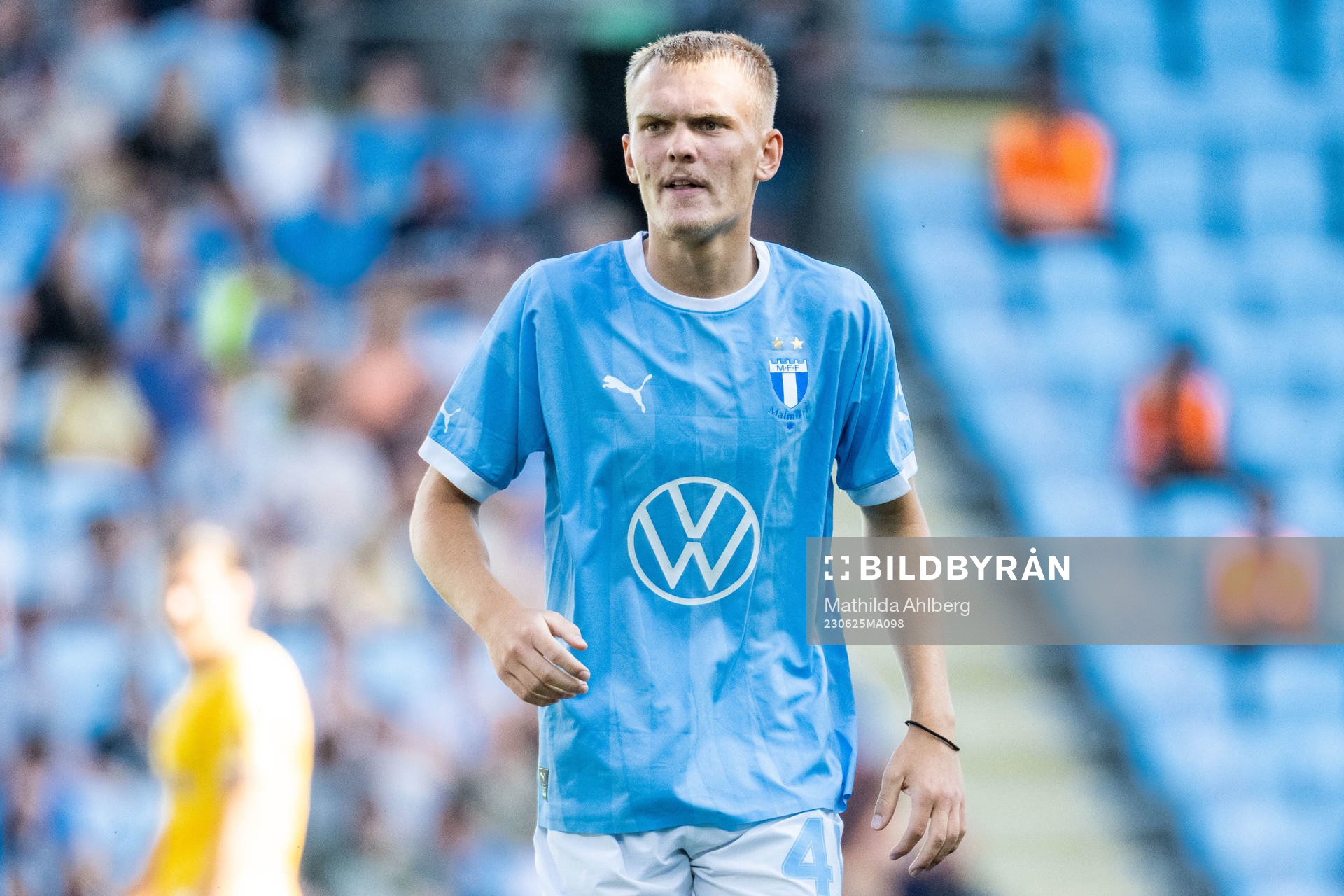 Malmö FFs Wille Persson under träningsmatchen i fotboll mellan Malmö FF och IFK Göteborg den 25 juni 2023 i Malmö. 