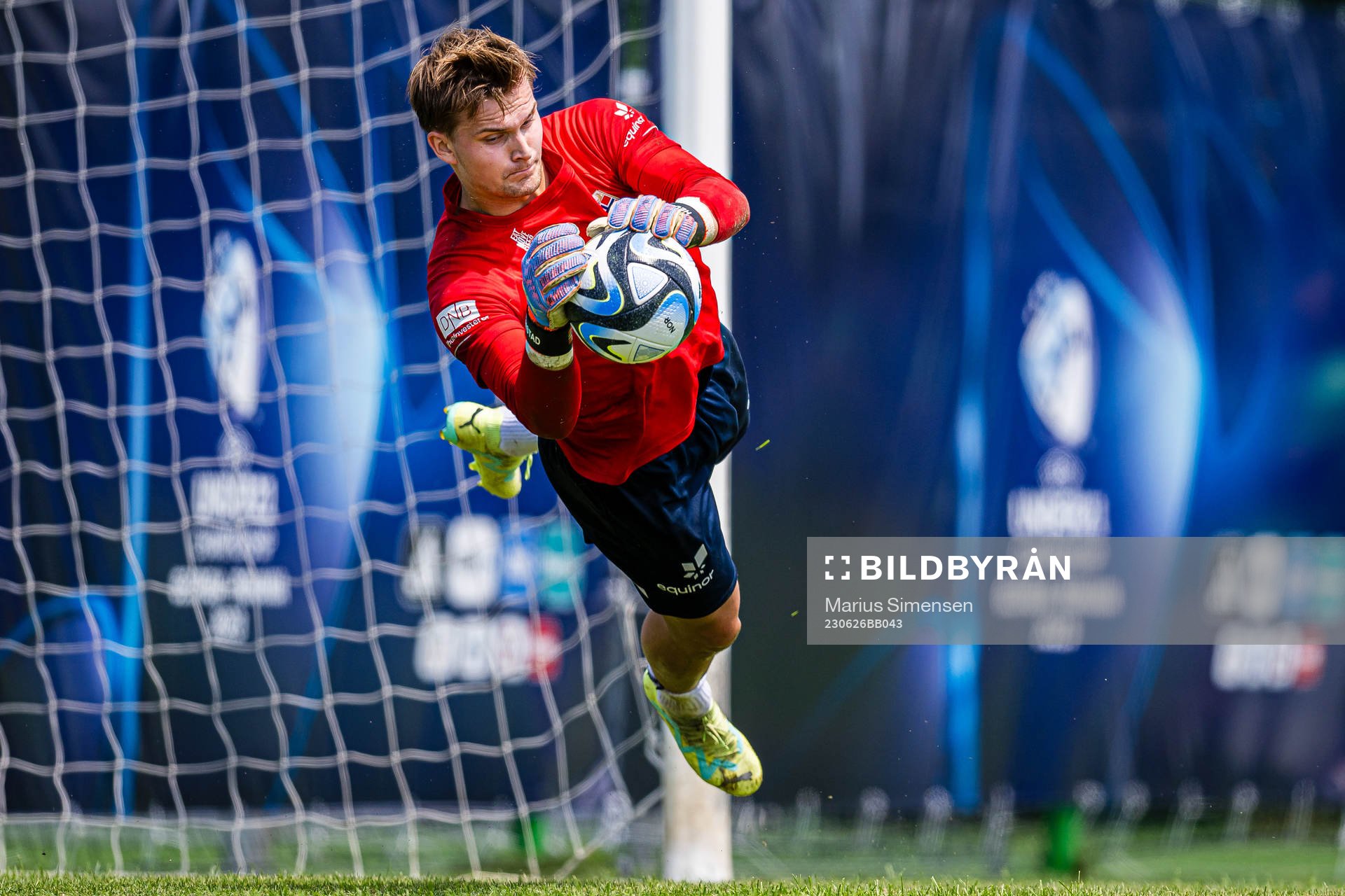 Mads Hedenstad Christiansen of the Norwegian under-21 national football team during a training session on June 26, 2023 in Cluj-Napoca.