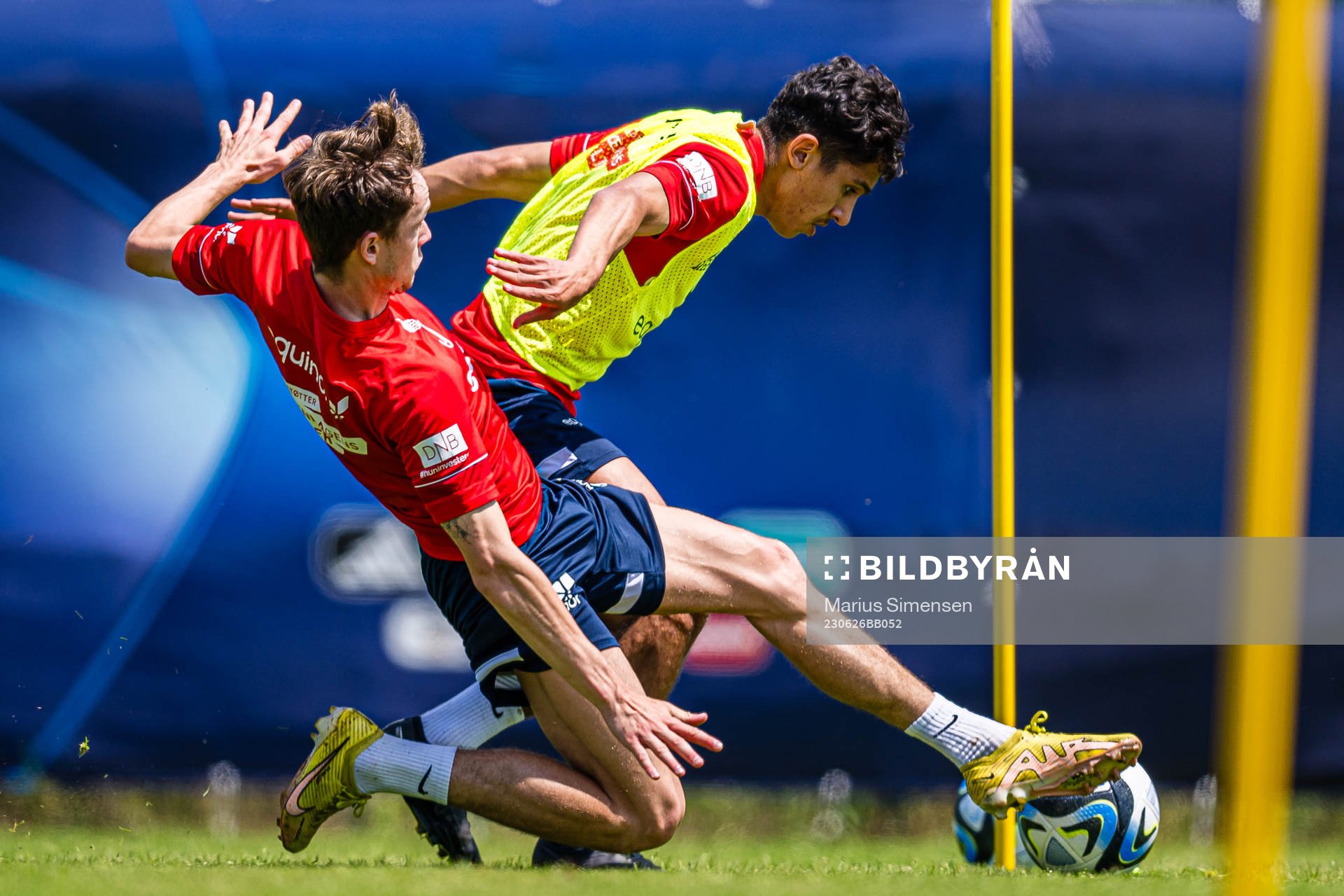 Håkon Evjen and Osame Sahraoui of the Norwegian under-21