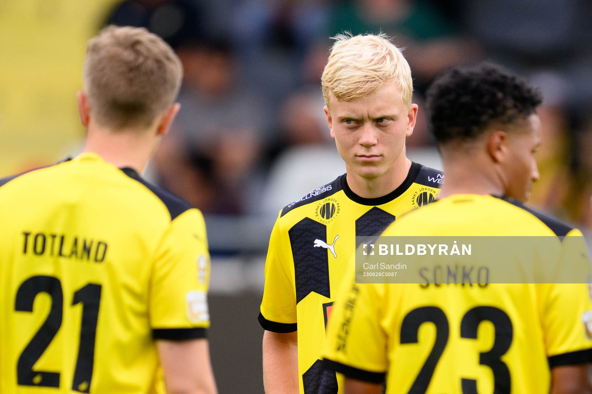 Häckens Isak Brusberg innan träningsmatchen i fotboll