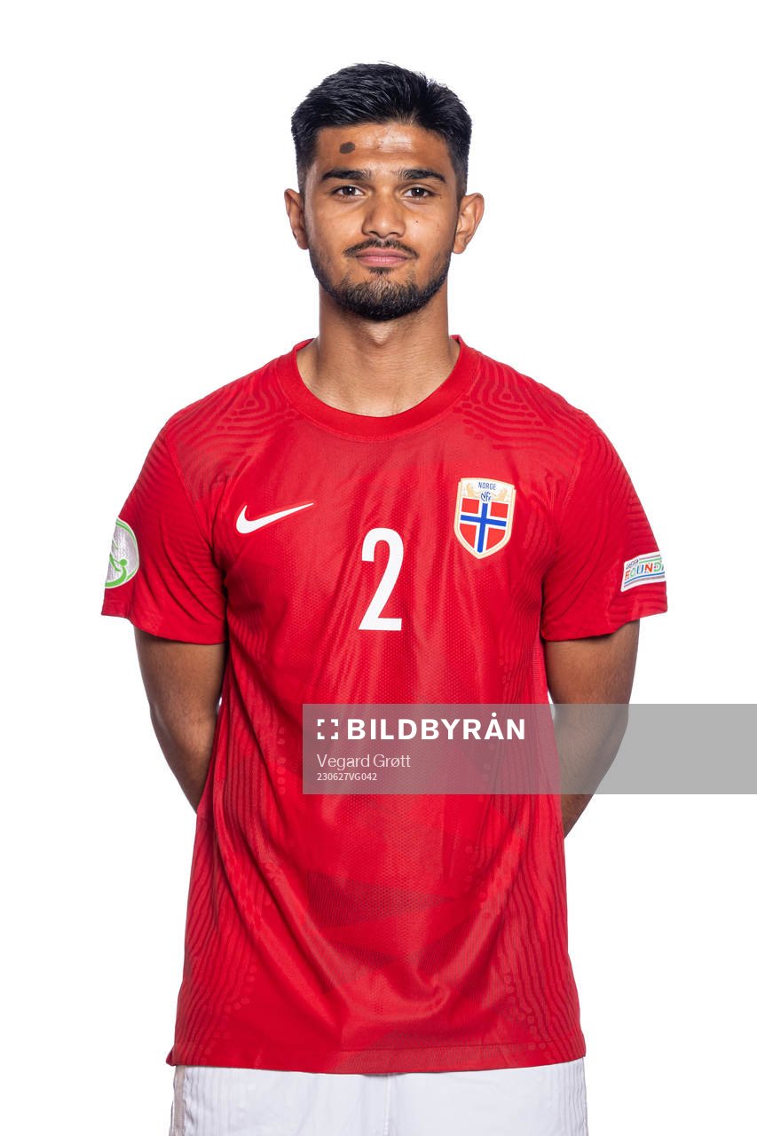 Dylan Ryan Murugesapillai of the Norwegian U19 national football team poses for a portrait on June 27, 2023 in Oslo. 