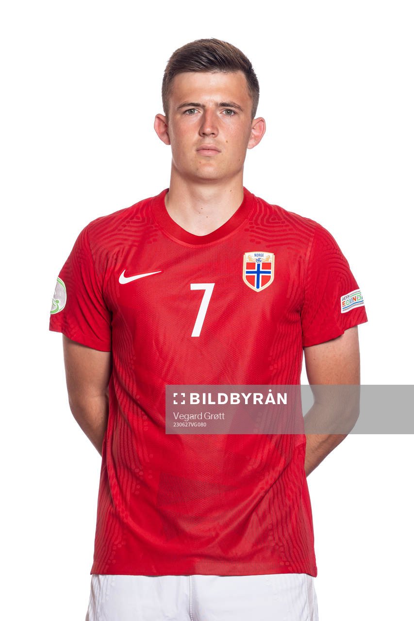 Syver Aas of the Norwegian U19 national football team poses