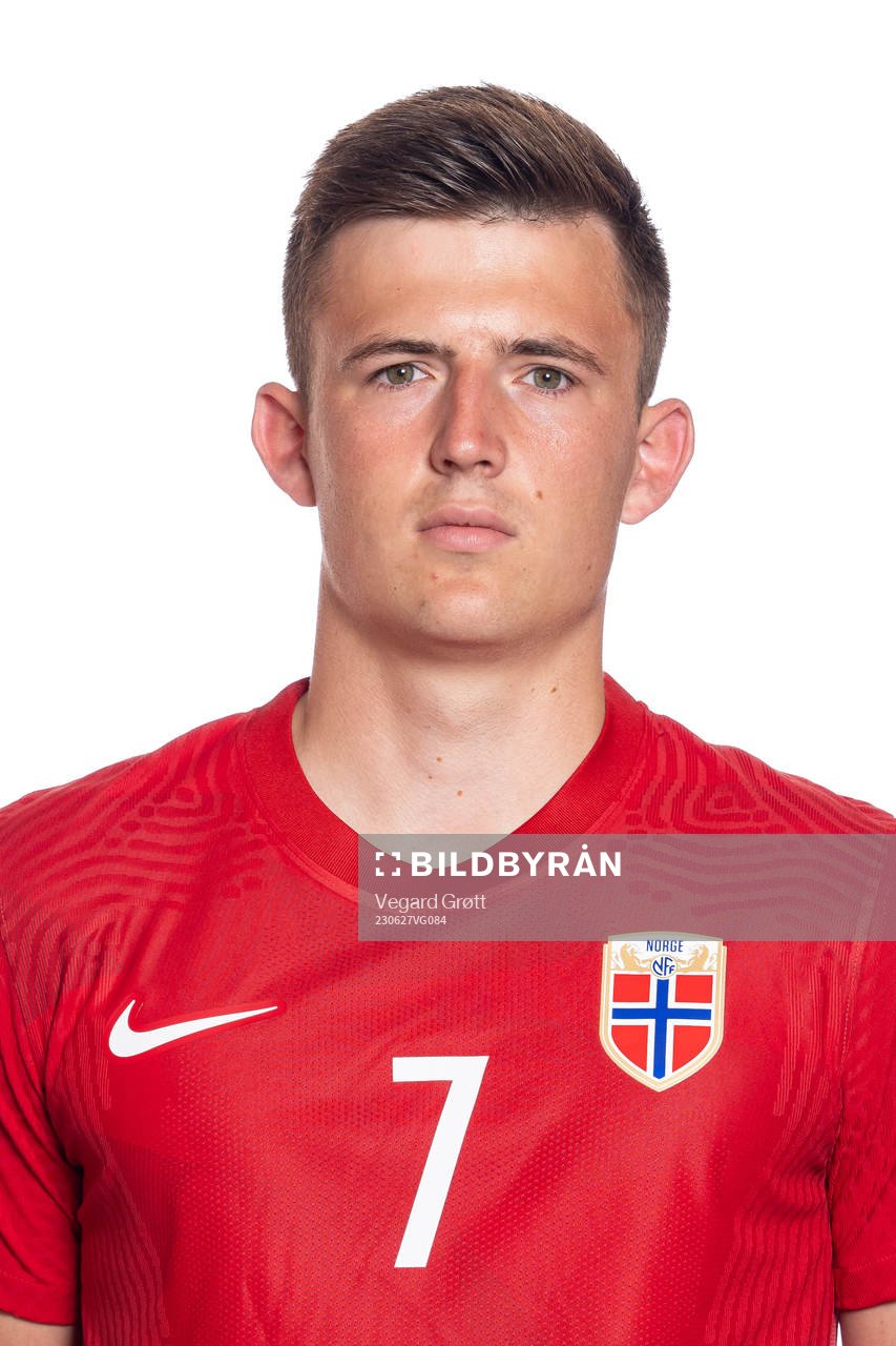 Syver Aas of the Norwegian U19 national football team poses