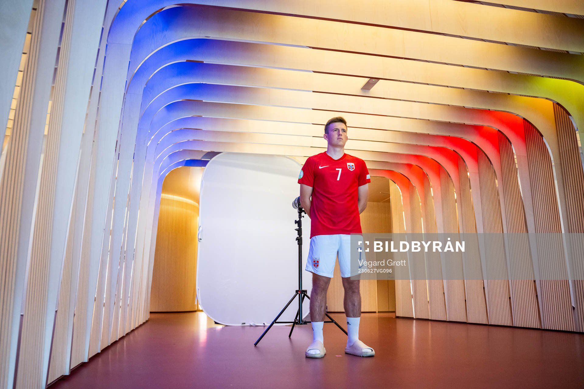 Syver Aas of the Norwegian U19 national football team poses