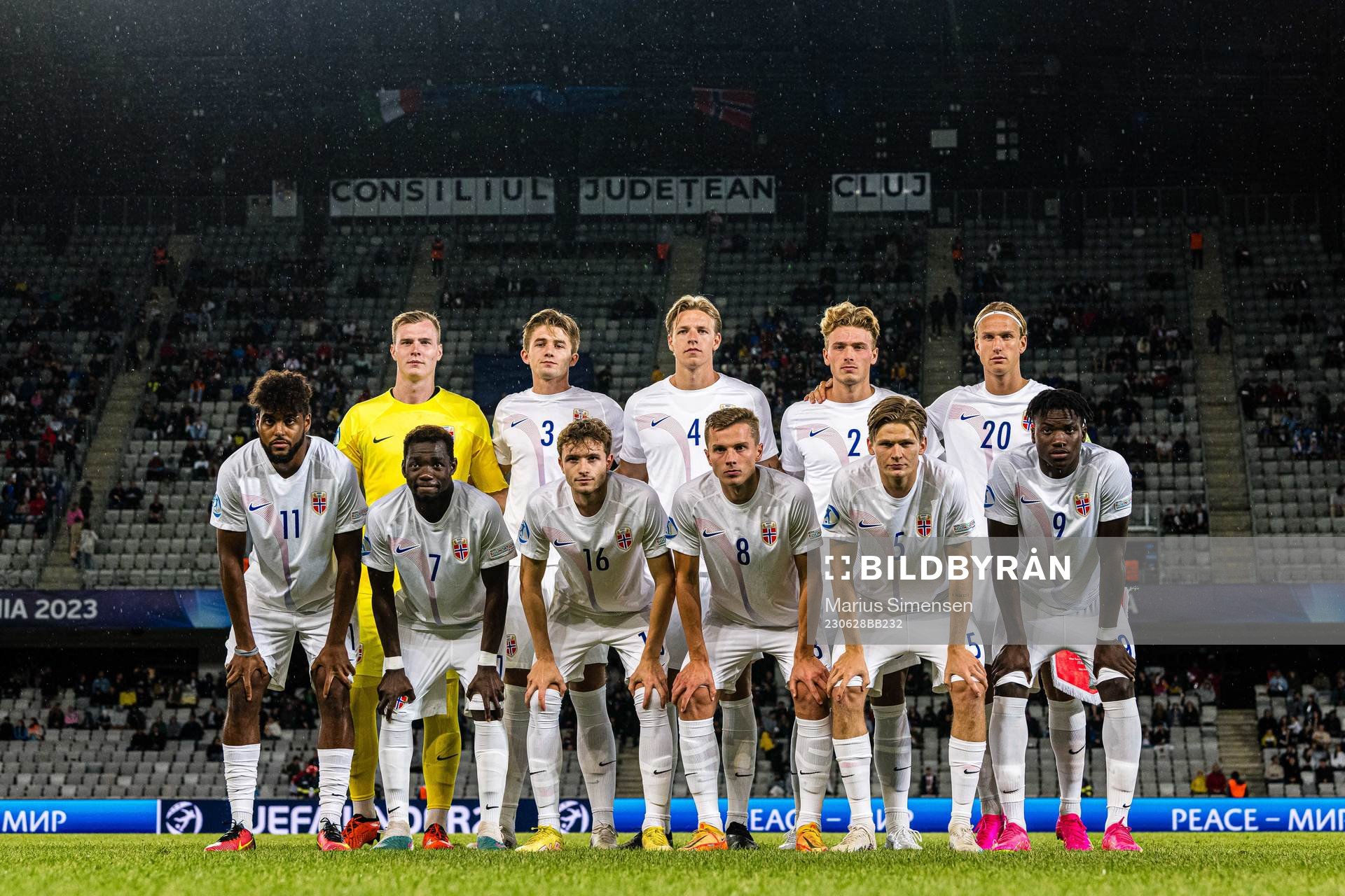 The starting eleven of Norway, from the top left;