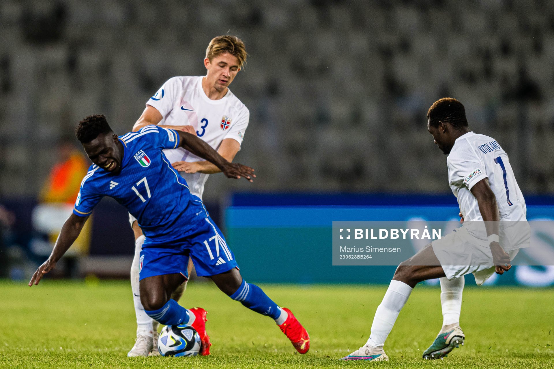 Degnand Wilfried Gnonto of Italy and Henrik Heggheim of
