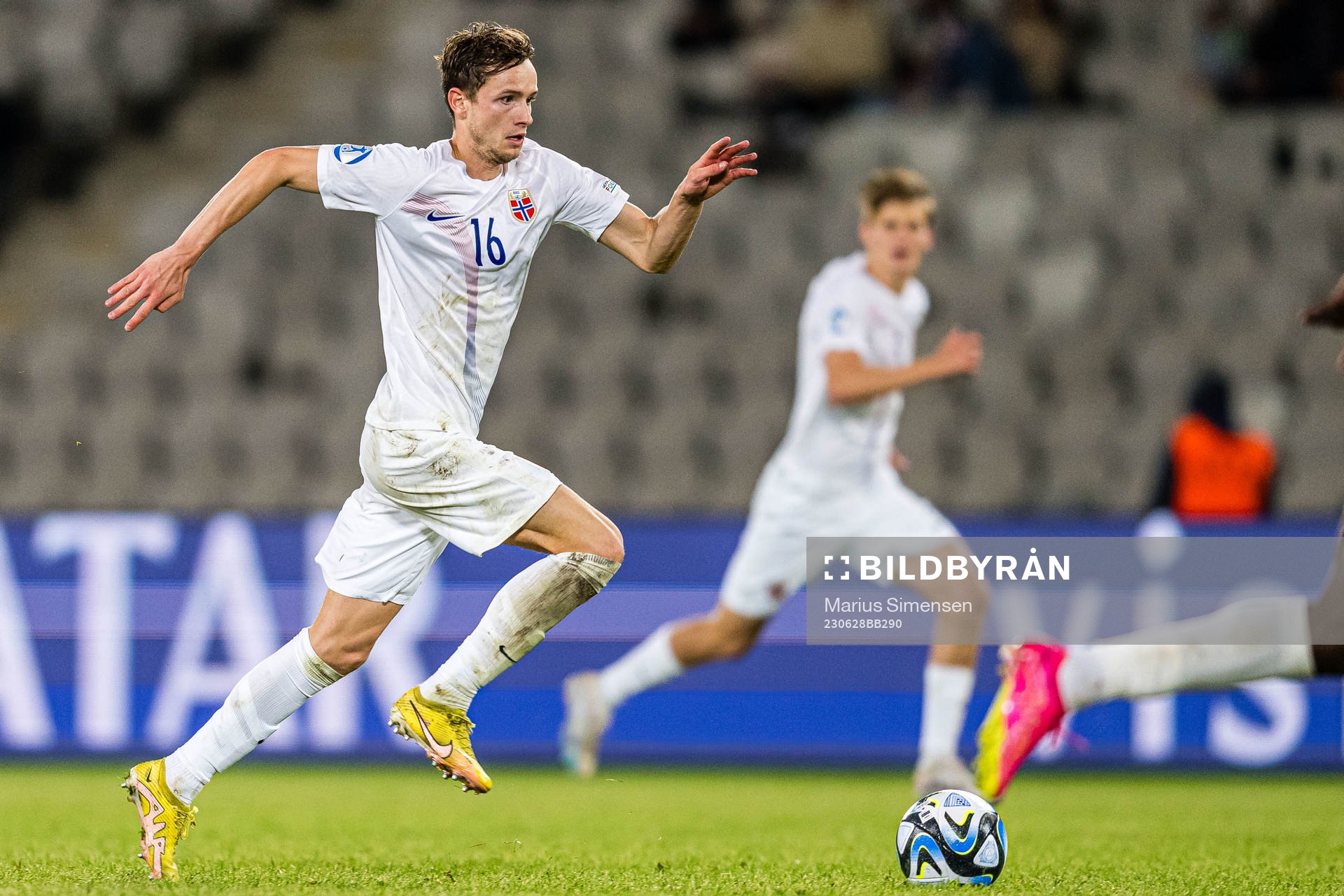 Håkon Evjen of Norway during the UEFA European Under-21 Championship group stage football match between Italy and Norway on June 28, 2023 in Cluj-Napoca.