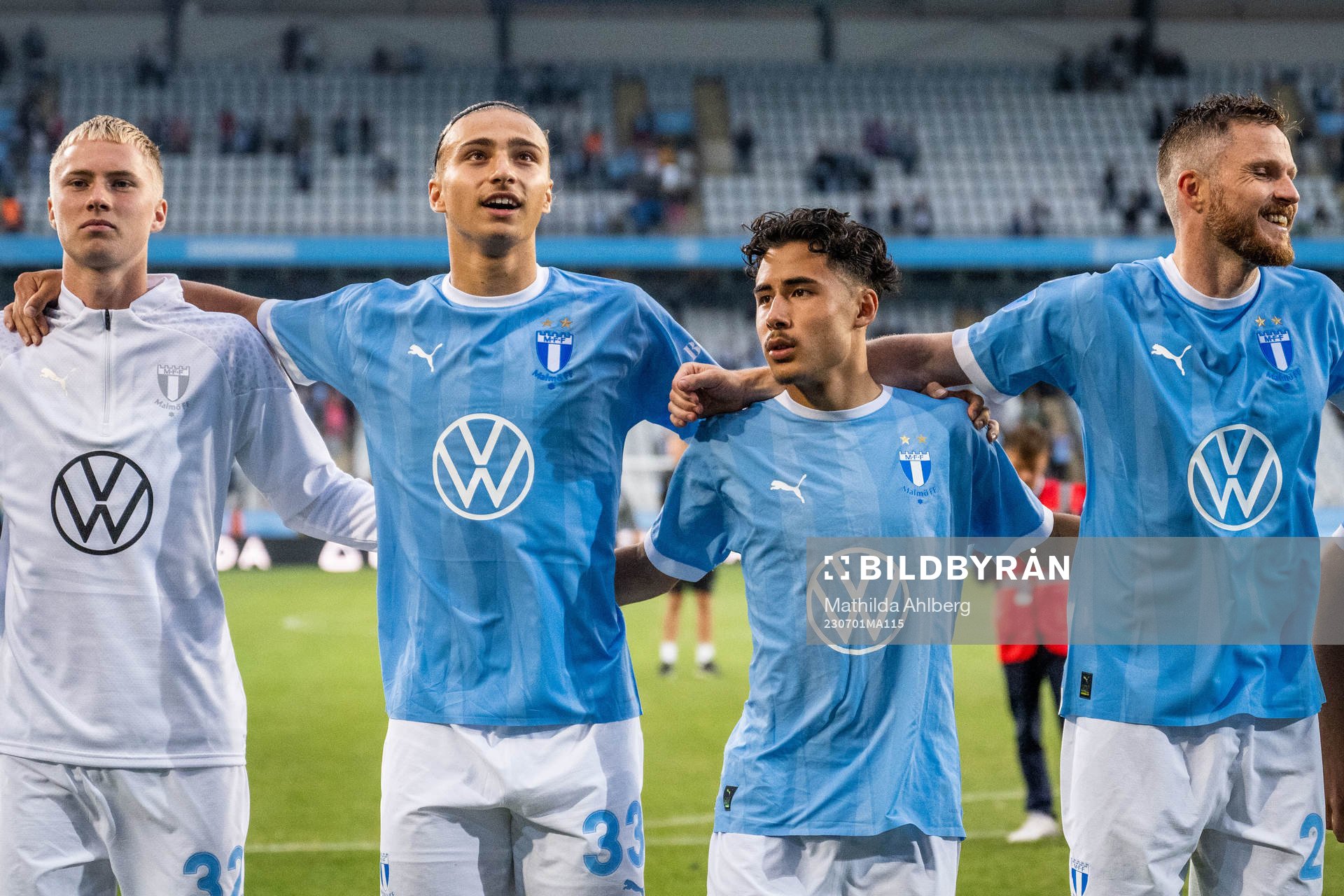 Malmö FFs Søren Rieks, Daniel Gudjohnsen, Elison Makolli,