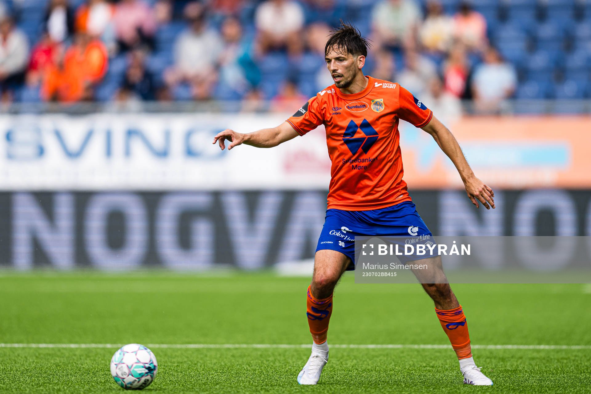 Alexander Juel Andersen of Aalesund during the Eliteserien match between Aalesund and Rosenborg on July 2, 2023 in Ålesund.