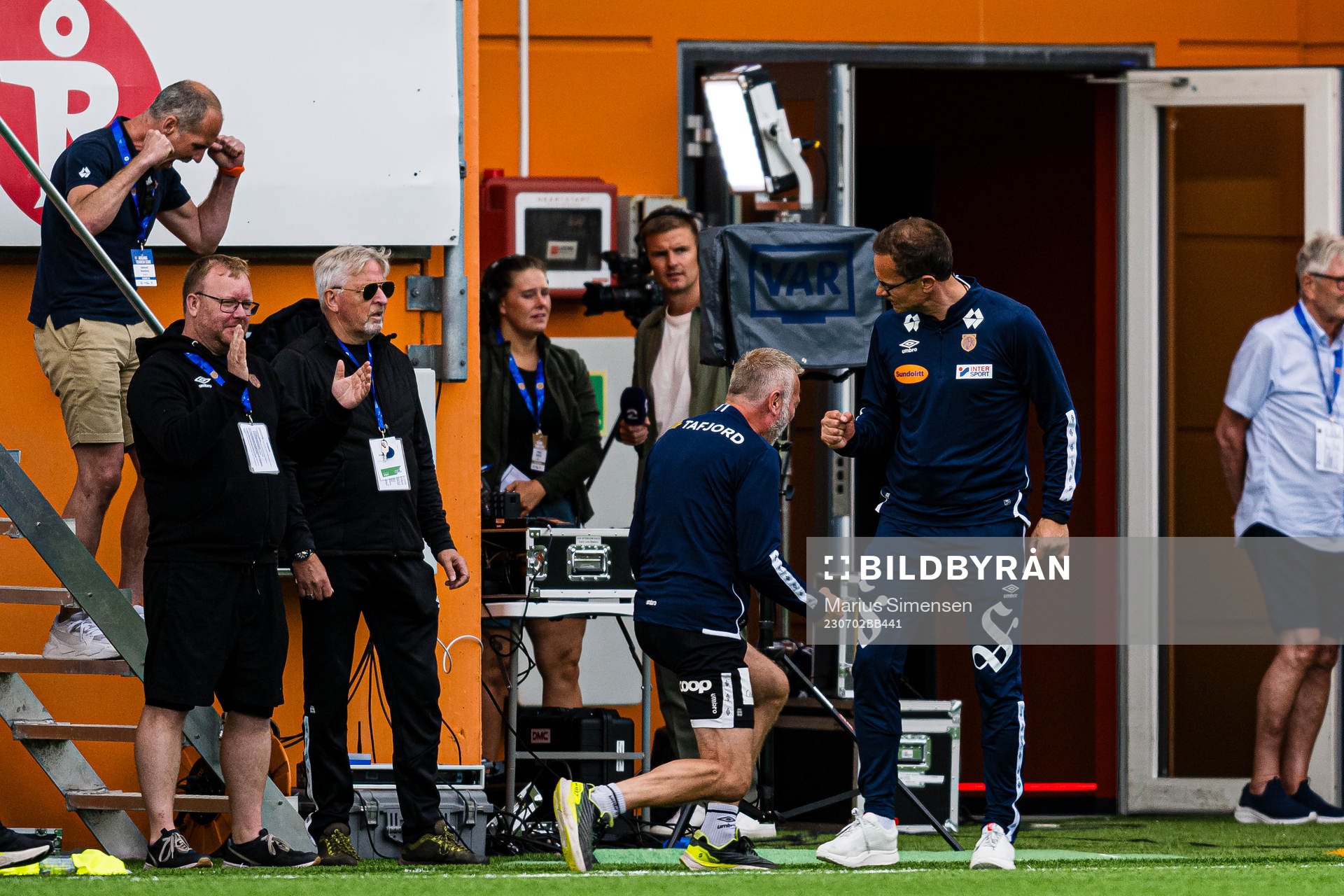 Christian Johnsen, head coach of Aalesund, celebrates at