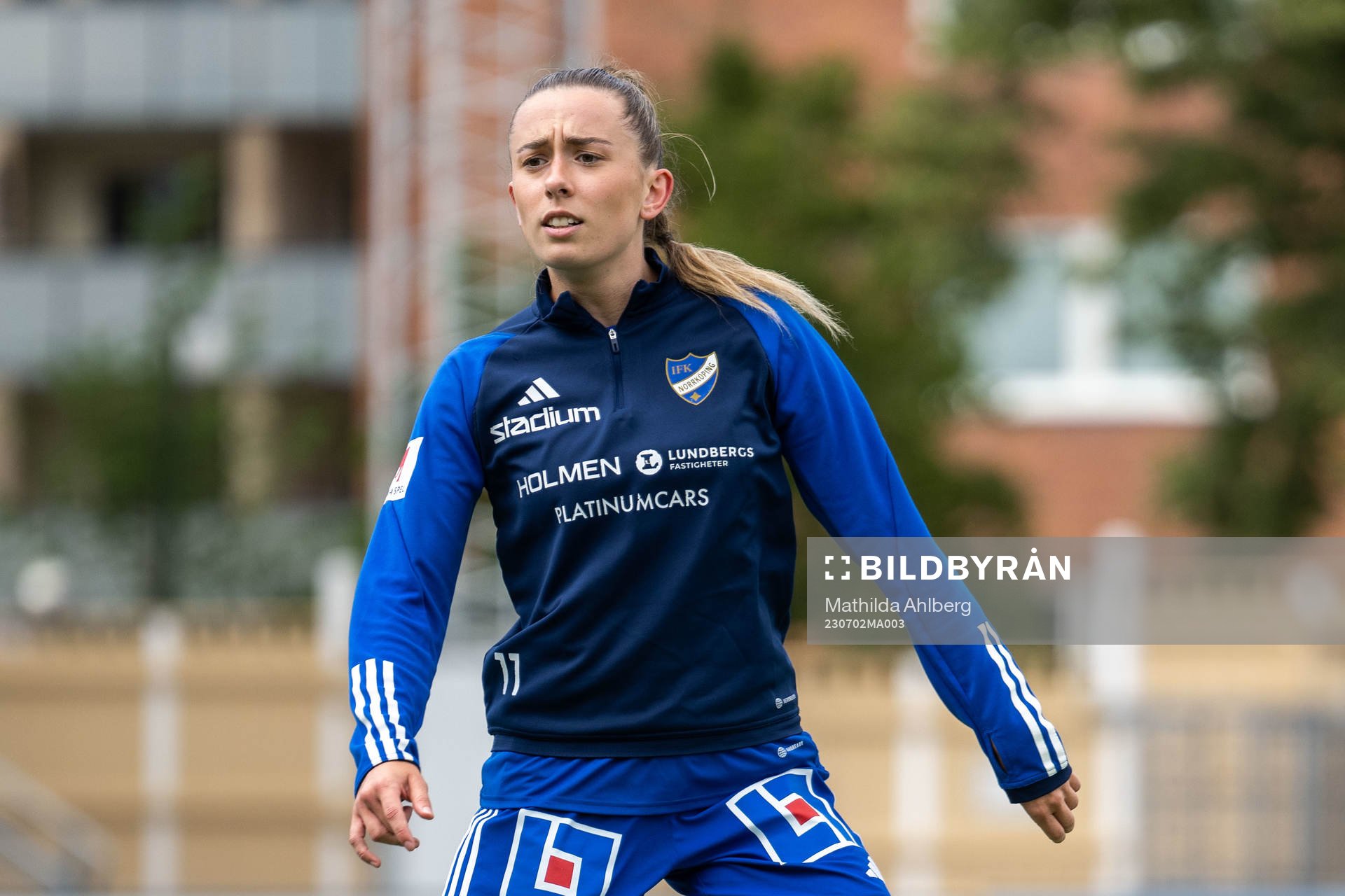 IFK Norrköpings Lisa Johansson inför fotbollsmatchen i Damallsvenskan mellan FC Rosengård och IFK Norrköping den 2 juli 2023 i Malmö.