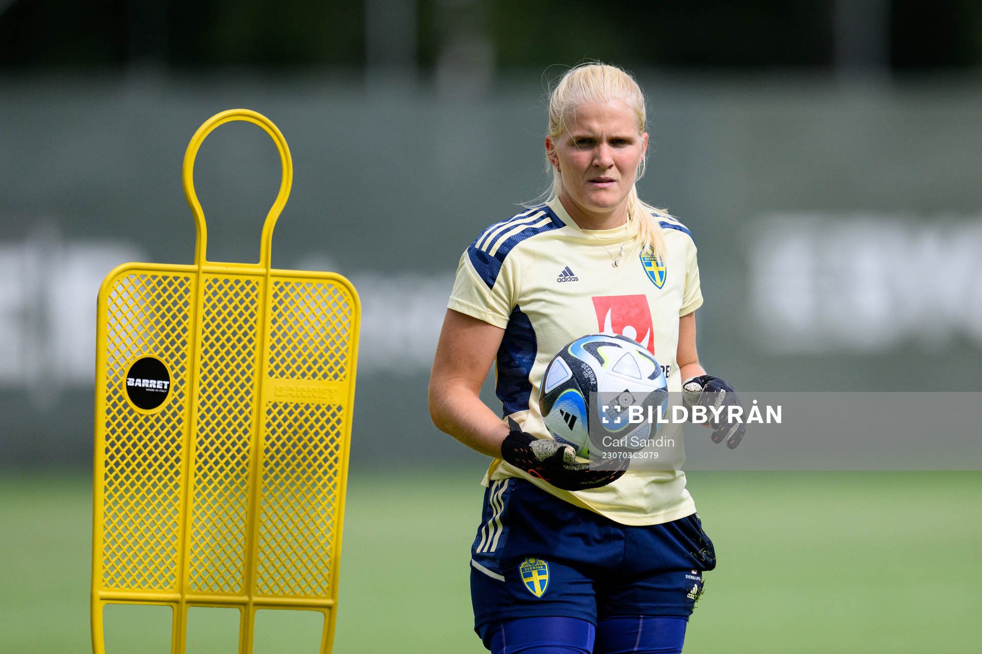 Goalkeeper Emma Holmberg at a training session with the