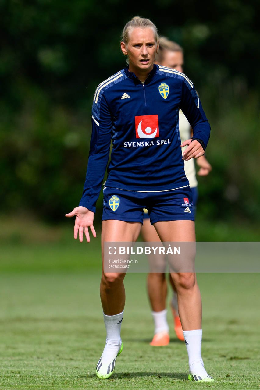 Stina Blackstenius at a training session with the Swedish