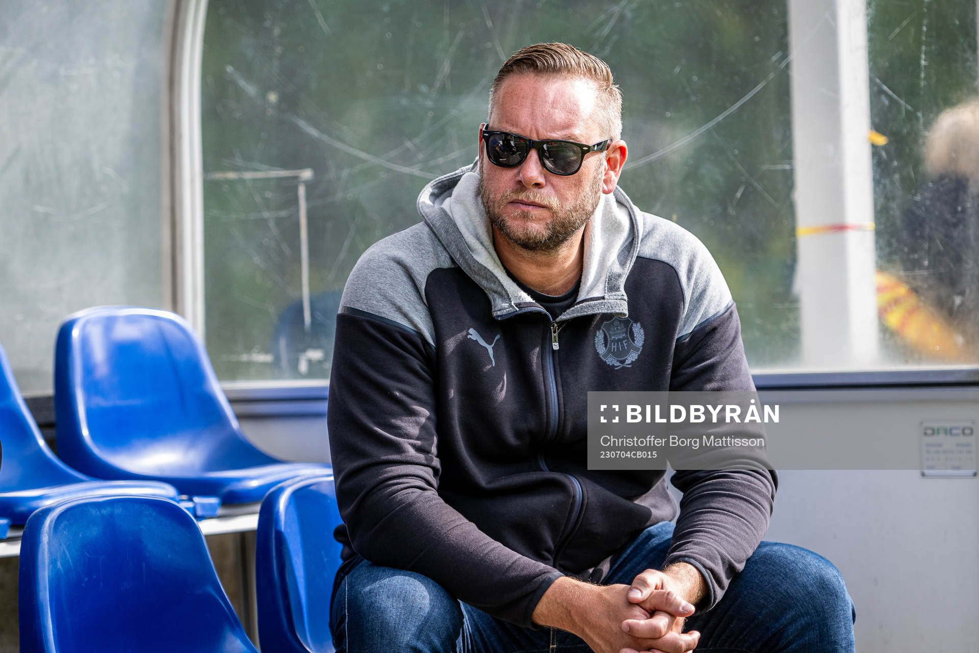 Helsingborgs klubbchef Joel Sandborg inför träningsmatchen i fotboll mellan Helsingborg och Helsingör den 4 juli 2023 i Perstorp.
