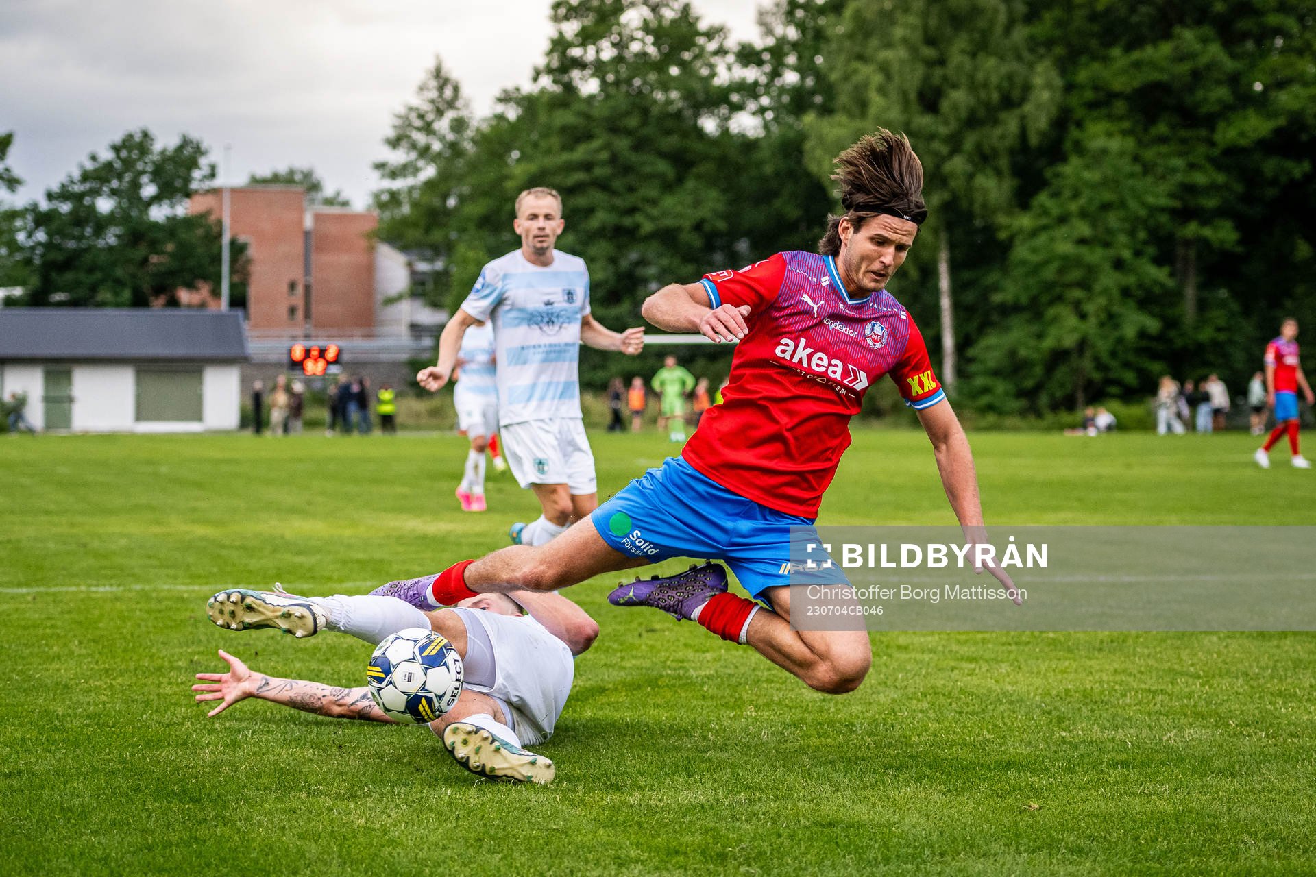 Helsingborgs Wilhelm Loeper under träningsmatchen i fotboll mellan Helsingborg och Helsingör den 4 juli 2023 i Perstorp.