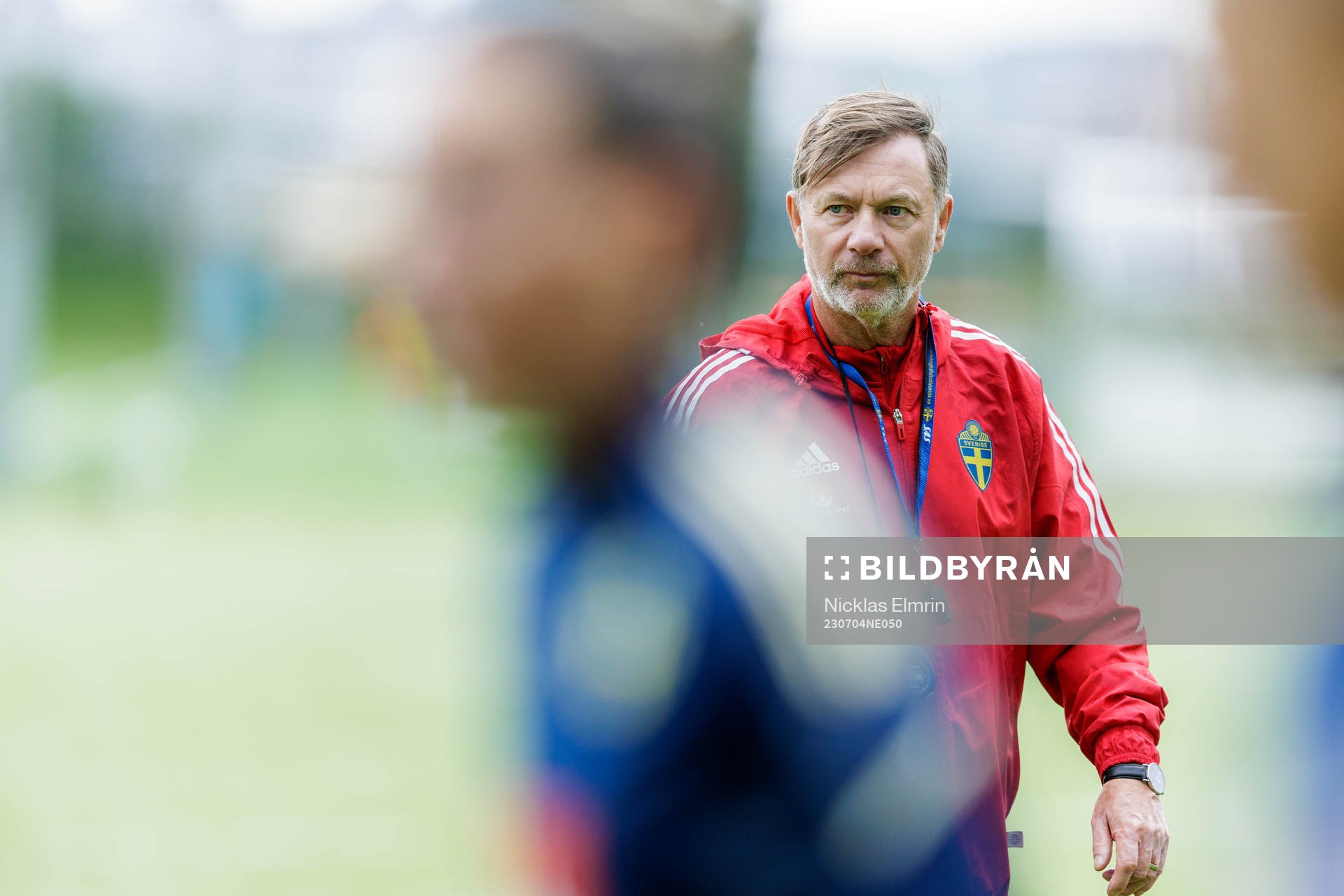 Peter Gerhardsson at a training session with the Swedish women's national football teamon July 4, 2023 in Göteborg. 