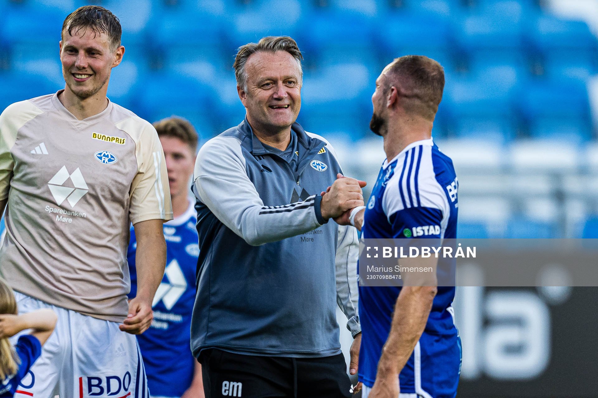 Erling Moe, head coach of Molde, and Veton Berisha of Molde
