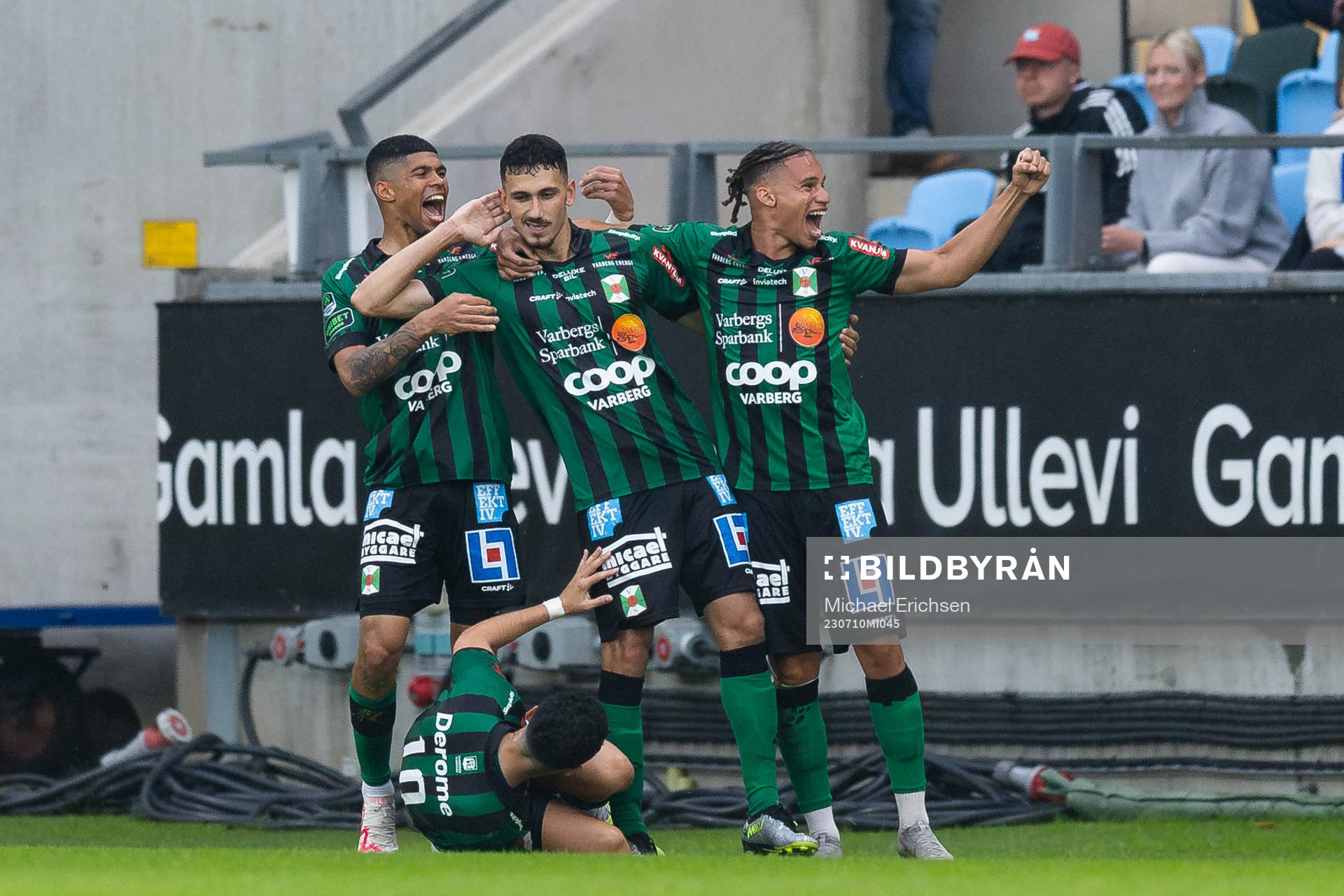 Varbergs Dion Krasniqi jublar med lagkamrater