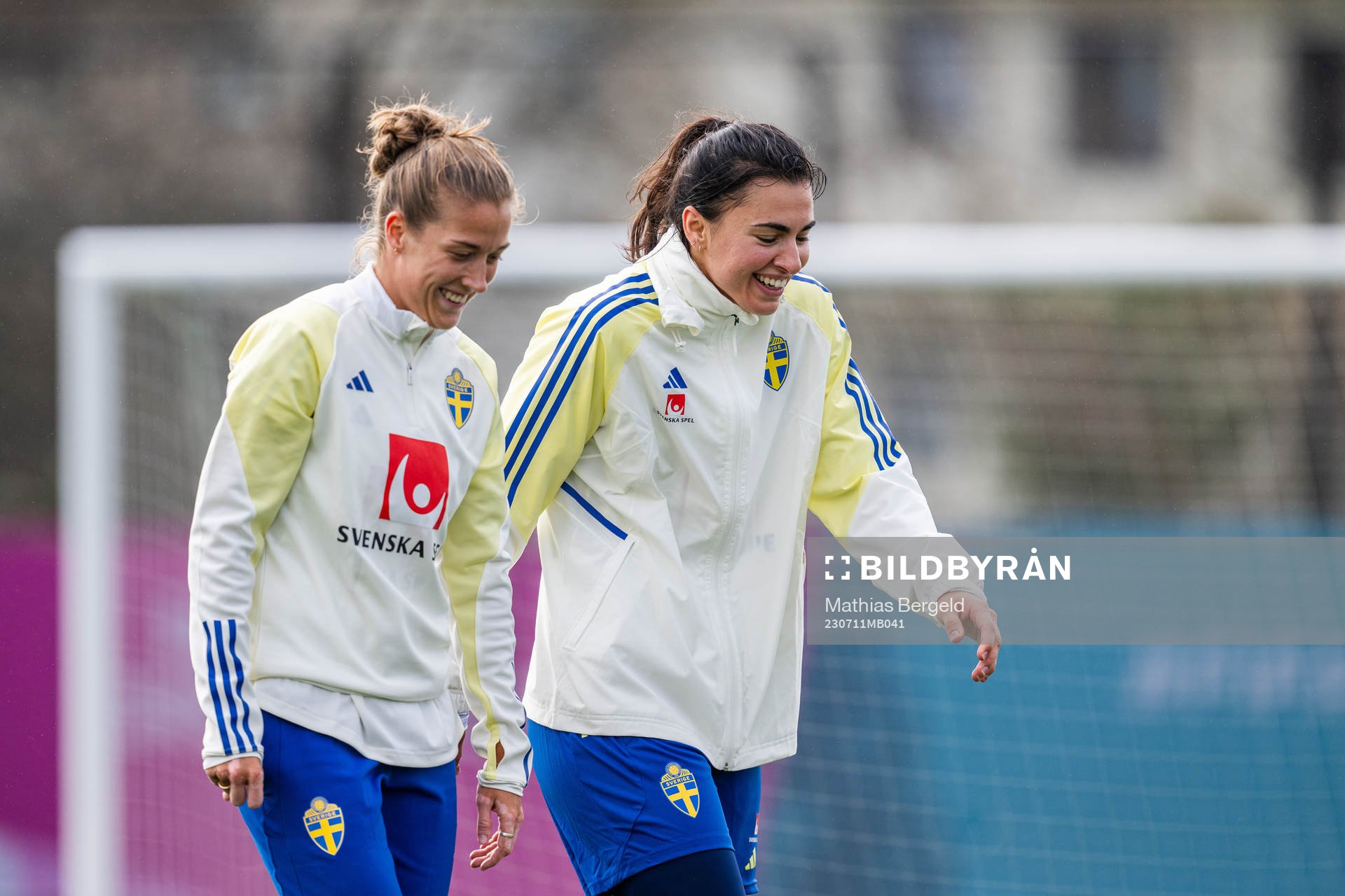 Filippa Angeldahl and goalkeeper Zecira Musovic of the