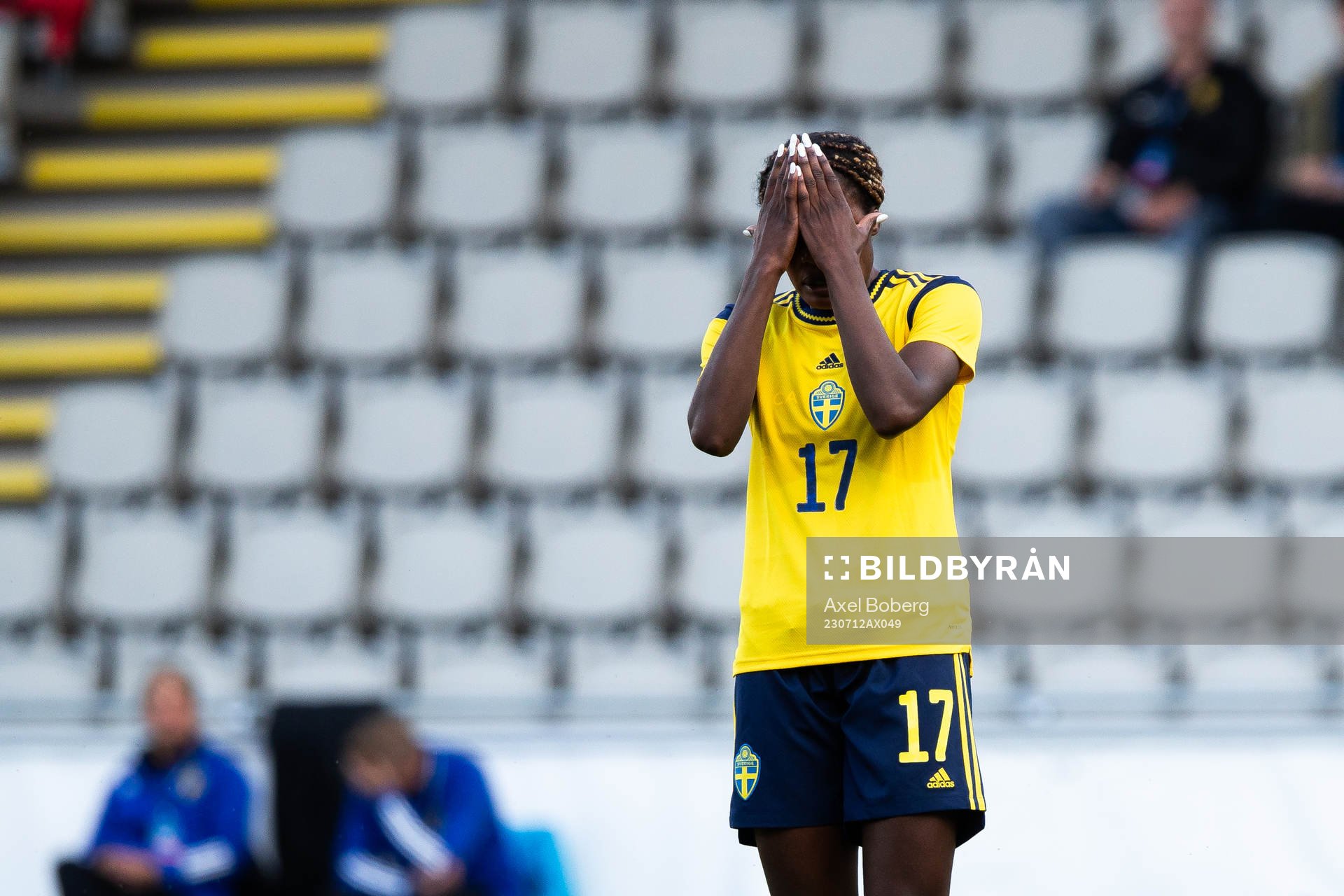 Evelyn Ijeh of Sweden looks dejected