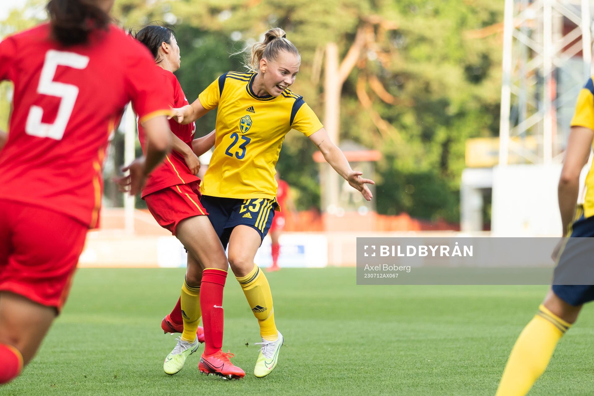 Agnes Nyberg of Sweden during the international friendly U23 football match between Sweden and China on July 12, 2023 in Jönköping.