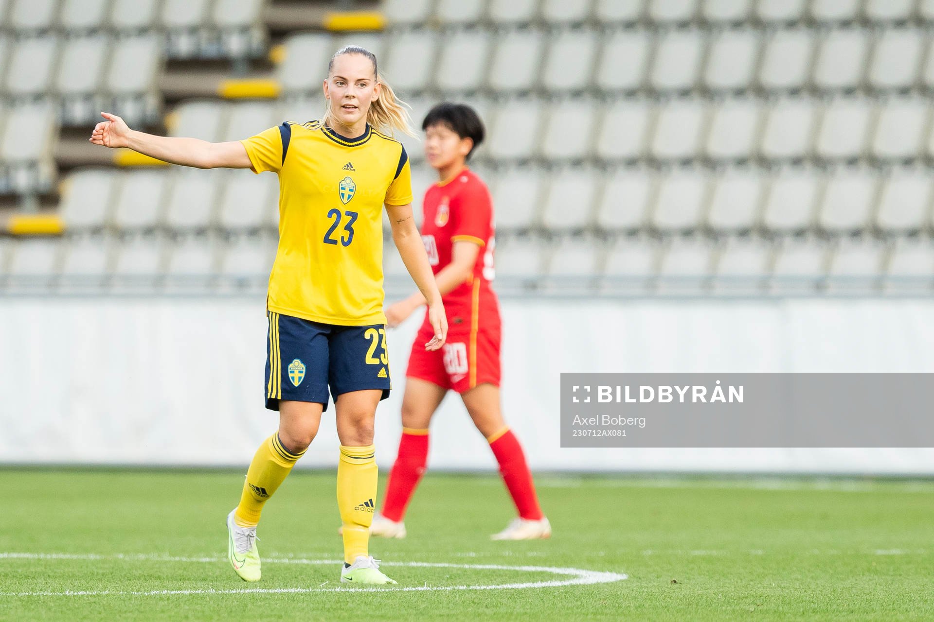 Agnes Nyberg of Sweden during the international friendly U23 football match between Sweden and China on July 12, 2023 in Jönköping.