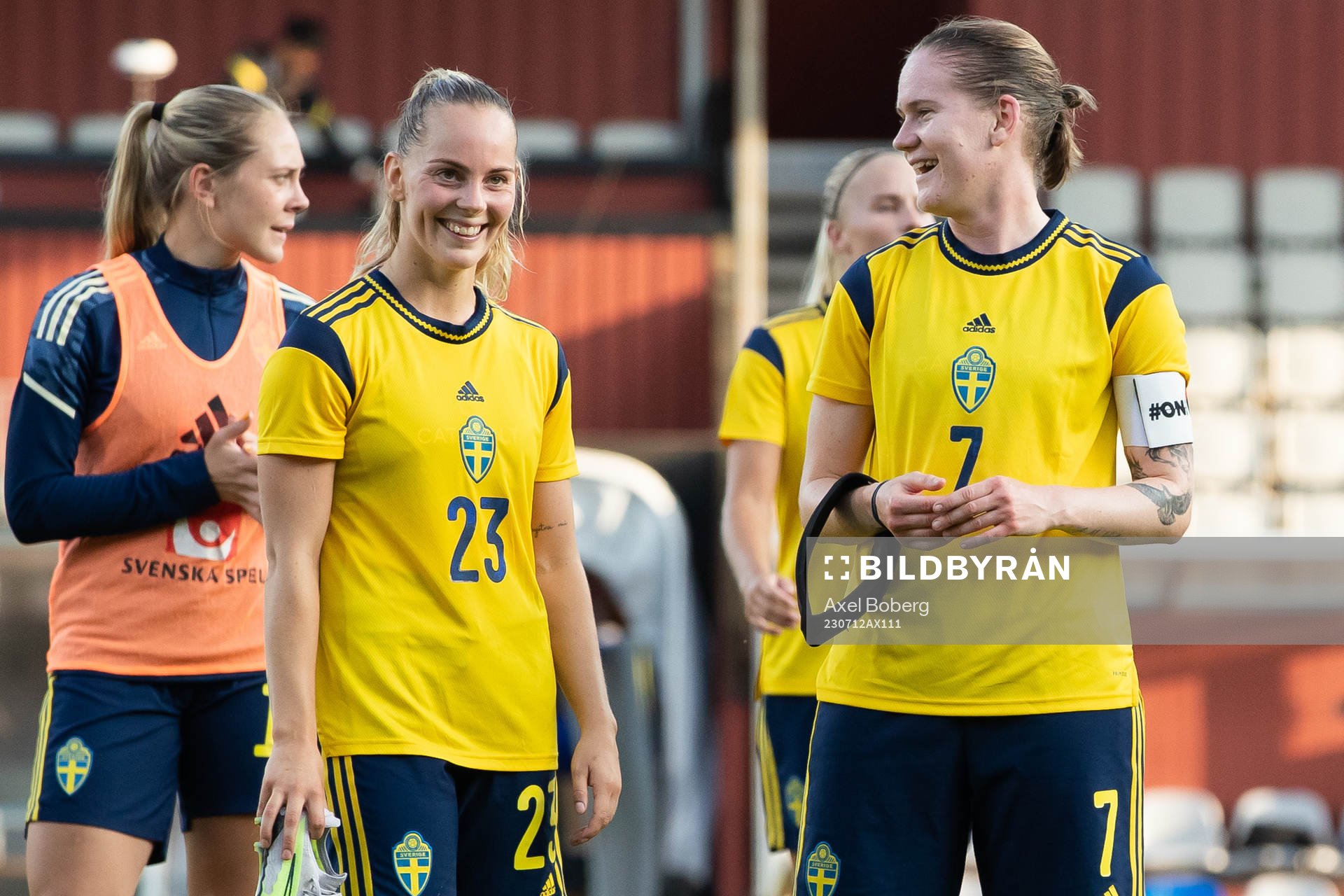 Agnes Nyberg and Linn Vickius of Sweden celebrate