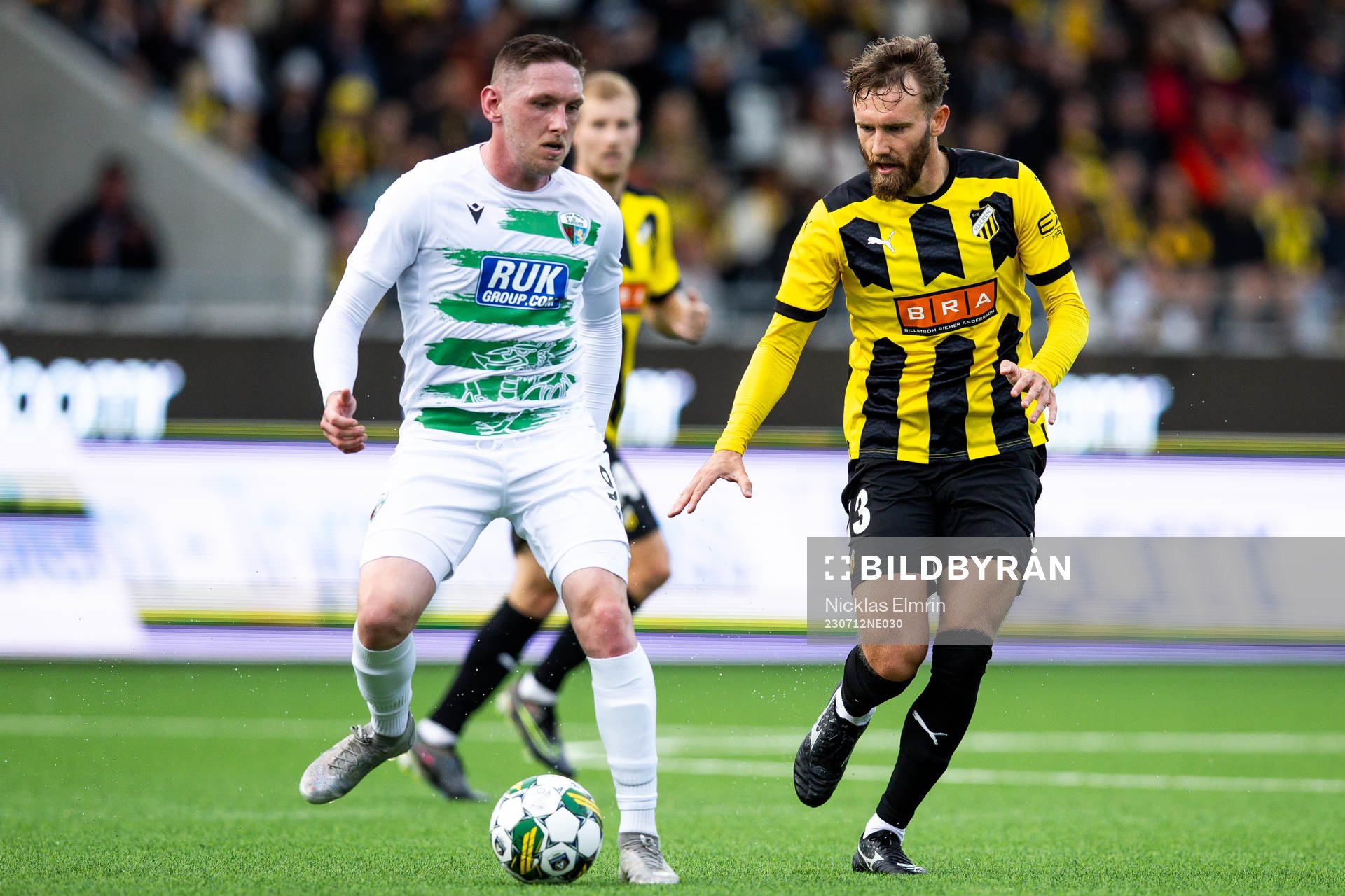 Declan McManus of The New Saints and Simon Sandberg of