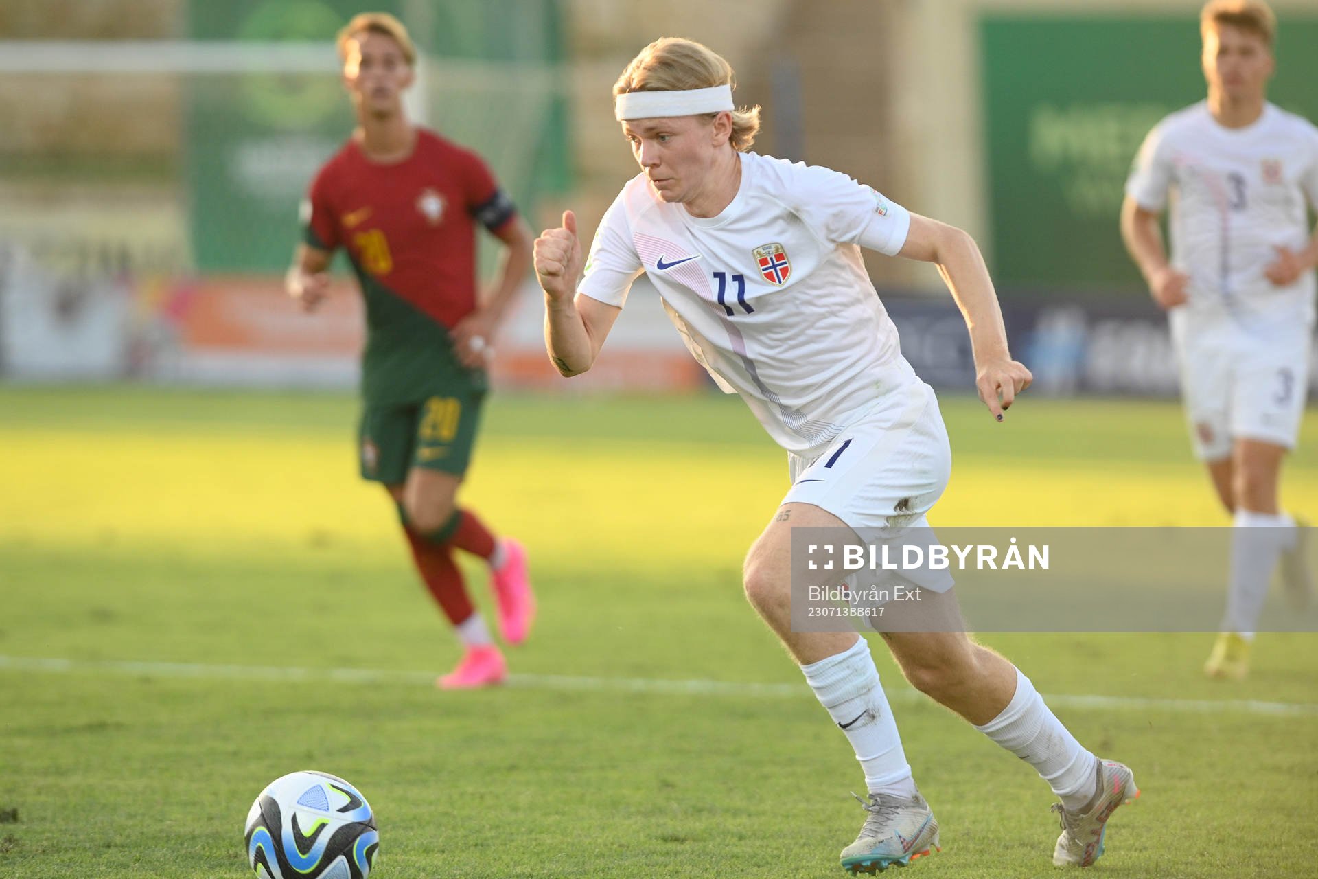 Heine Gikling Bruseth of Norway during the UEFA European Under-19 championships semi final between Norway and Portugal on July 13, 2023 in Paola.