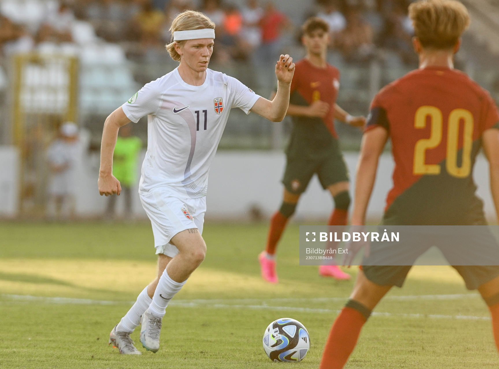 Heine Gikling Bruseth of Norway during the UEFA European Under-19 championships semi final between Norway and Portugal on July 13, 2023 in Paola.