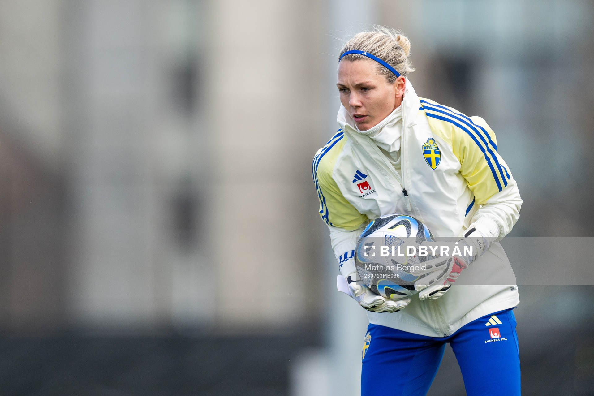 Goalkeeper Jennifer Falk of the Swedish women's national