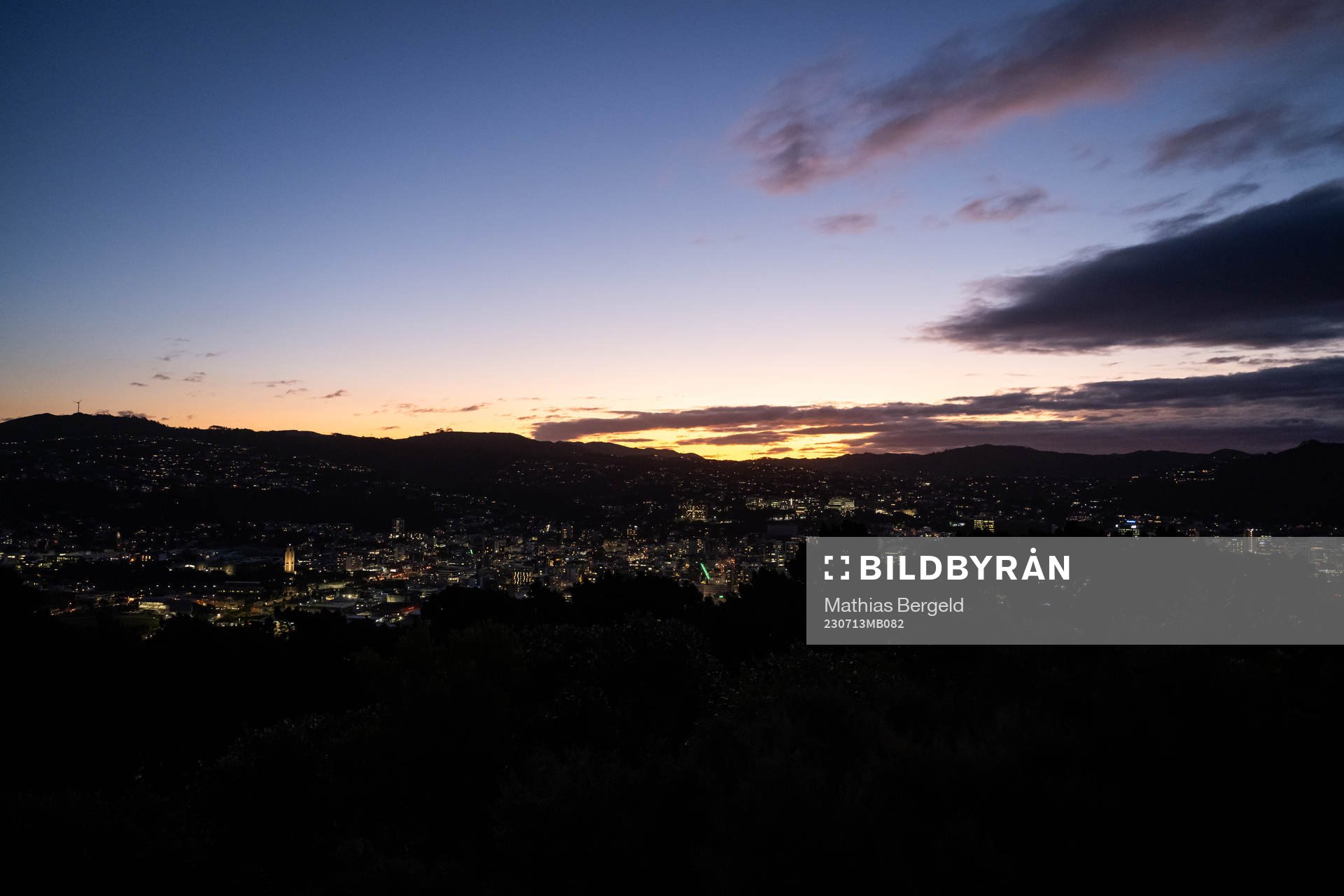 The city of Wellington is seen at dusk