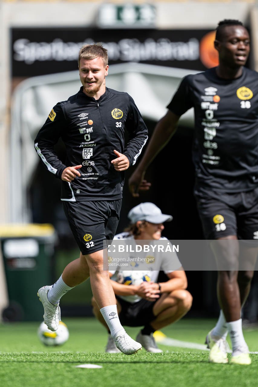 Viktor Widell under en träning med Elfsborg den 14 juli 2023 i Borås. 