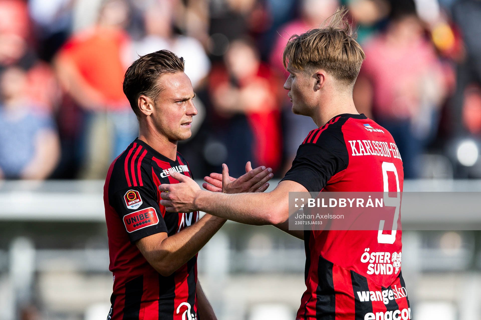 Östersunds Cesar Weilid och Sebastian Karlsson Grach jublar