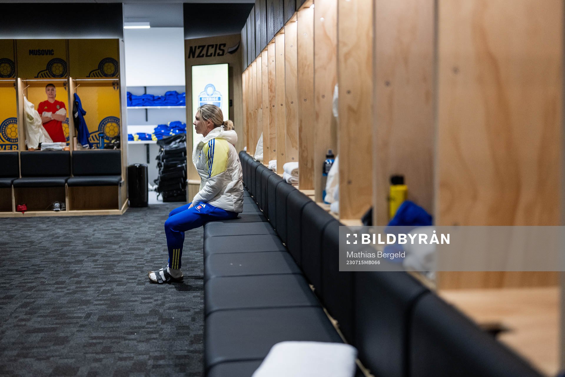 Goalkeeper Jennifer Falk in the changing room