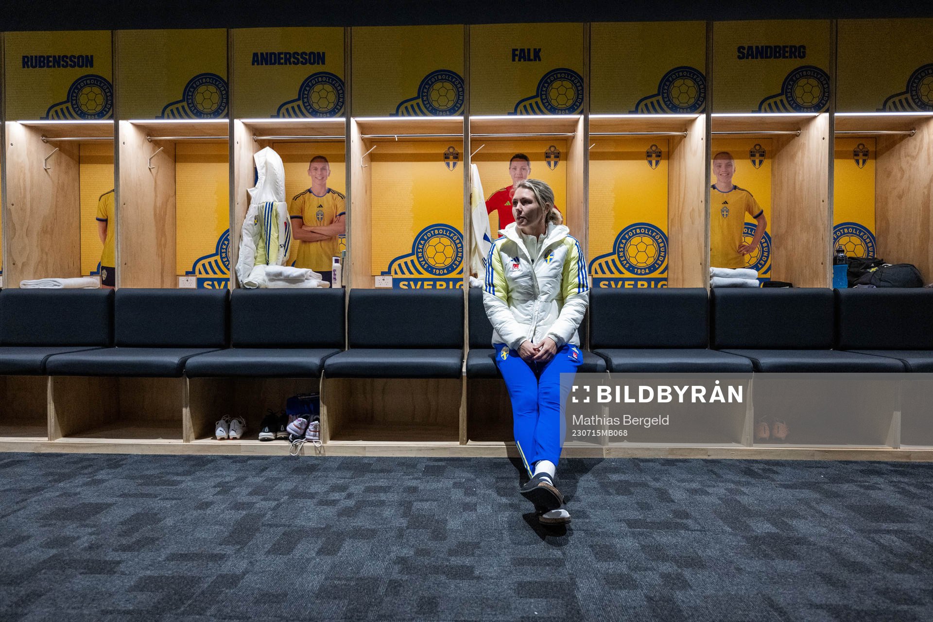 Goalkeeper Jennifer Falk in the changing room