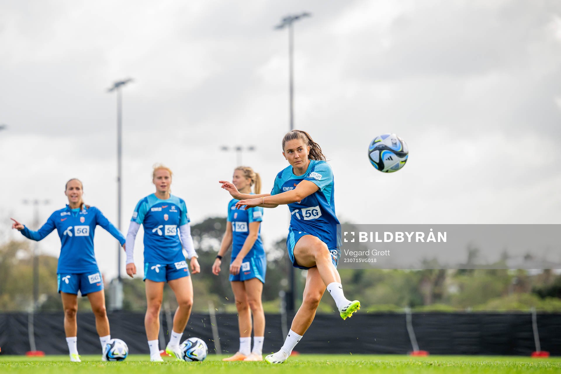 Vilde Bøe Risa of the Norwegian women’s national football team during a training session ahead of the FIFA Women's World Cup on July 15, 2023 in Auckland.