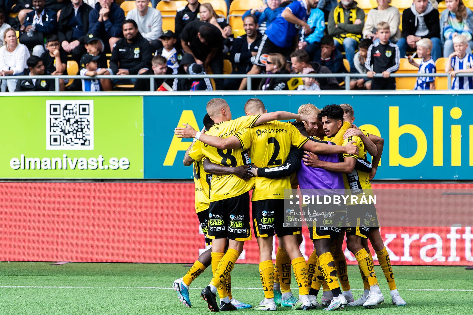 Elfsborgs spelare jublar under fotbollsmatchen i Allsvenskan mellan Elfsborg och IFK Göteborg den 16 juli 2023 i Borås. 