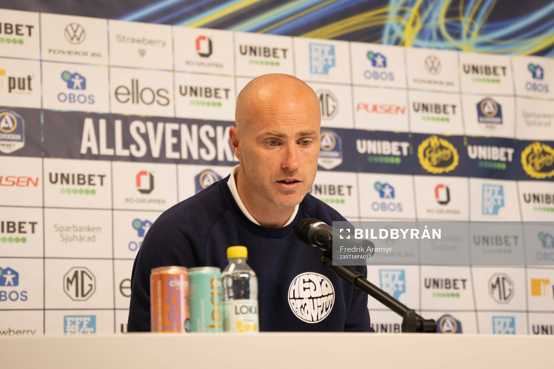 IFK Göteborgs tränare Jens Berthel Askou under en presskonferens efter fotbollsmatchen i Allsvenskan mellan Elfsborg och IFK Göteborg den 16 juli 2023 i Borås. 