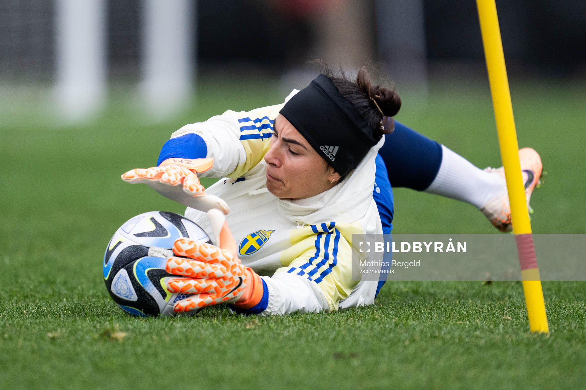 Goalkeeper Zecira Musovic of the Swedish women's national